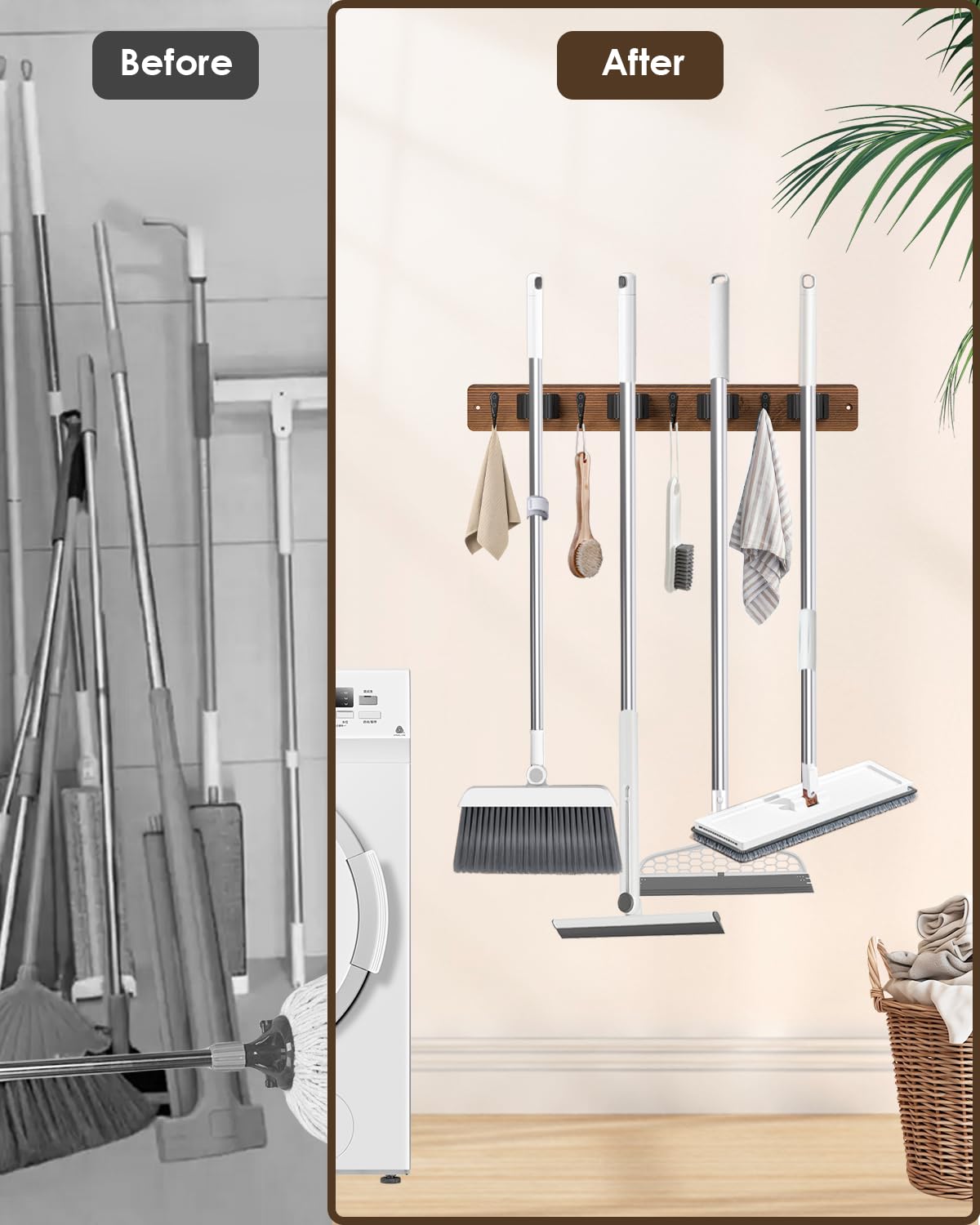 2 Pack Broom Holder Wall Mount (2 Count)