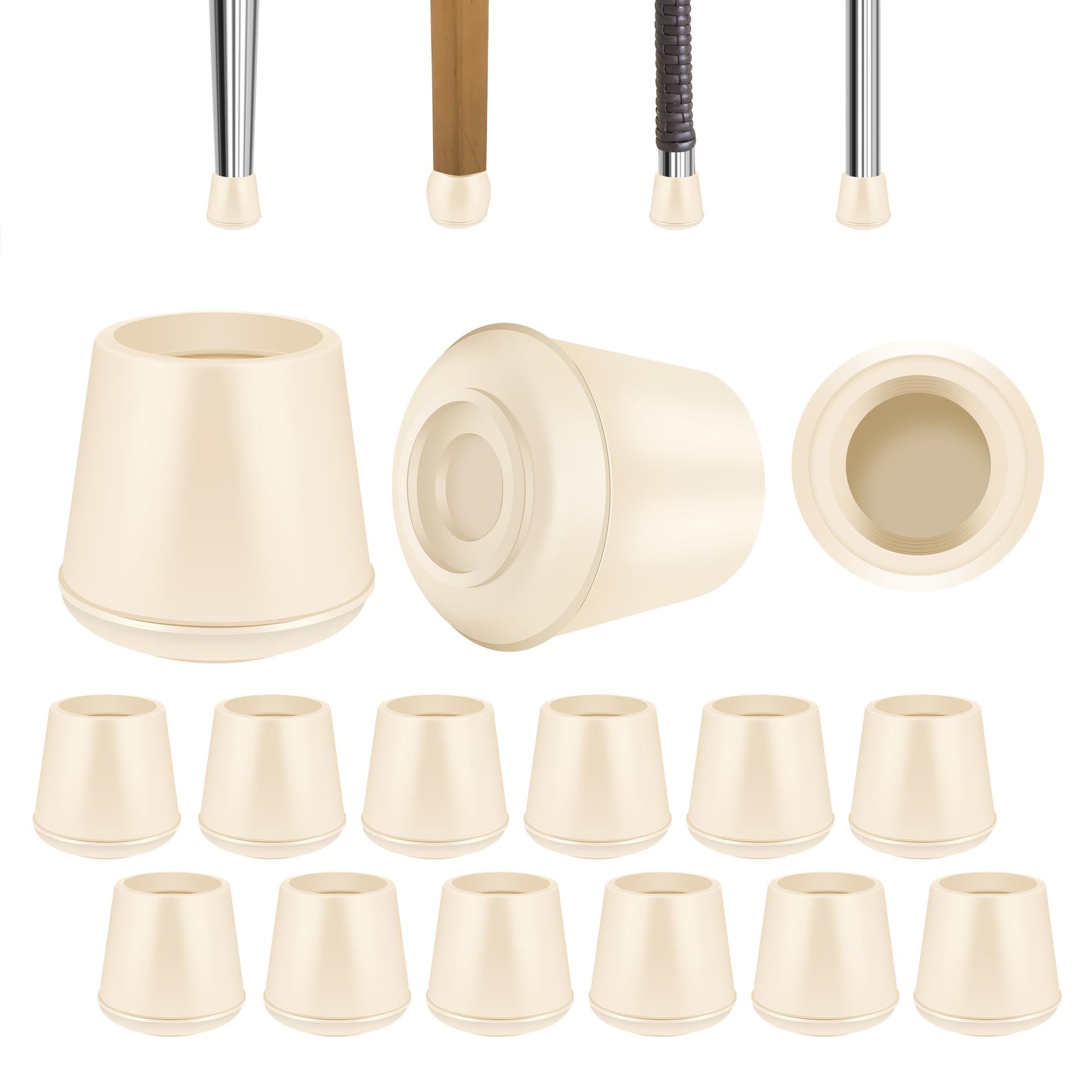 5 8" Round Rubber Chair Leg Tips Caps (16 Count)