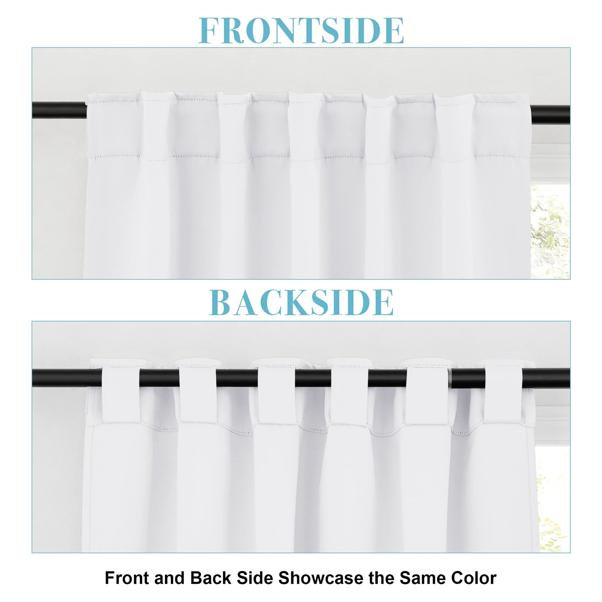 White Curtains for Living Room Bedroom Nursery Office Laundry (2 Count)