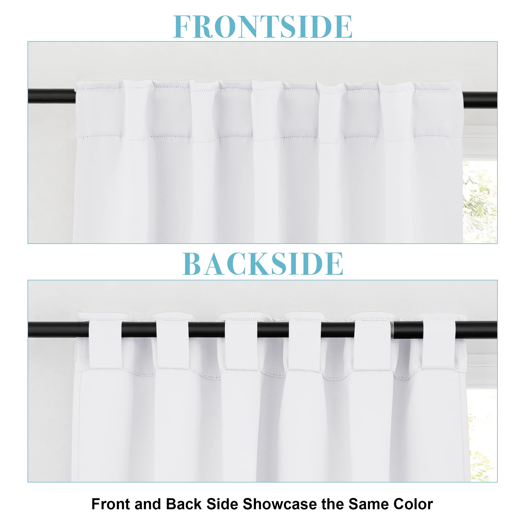 White Curtains for Living Room Bedroom Nursery Office Laundry (2 Count)