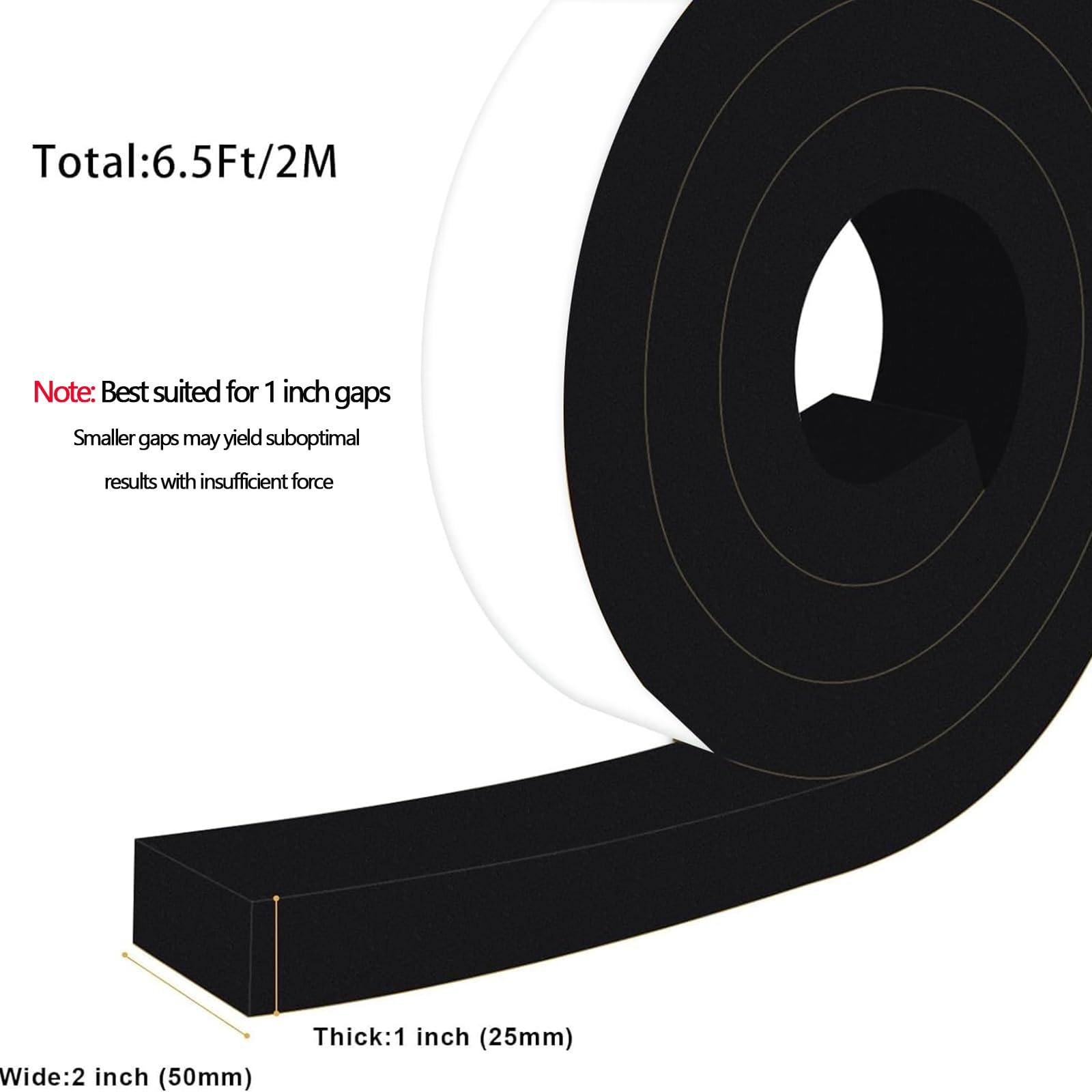 Extra Wide Heavy Duty Foam Seal for Industrial Doors & Large Gaps (6.5 Foot)
