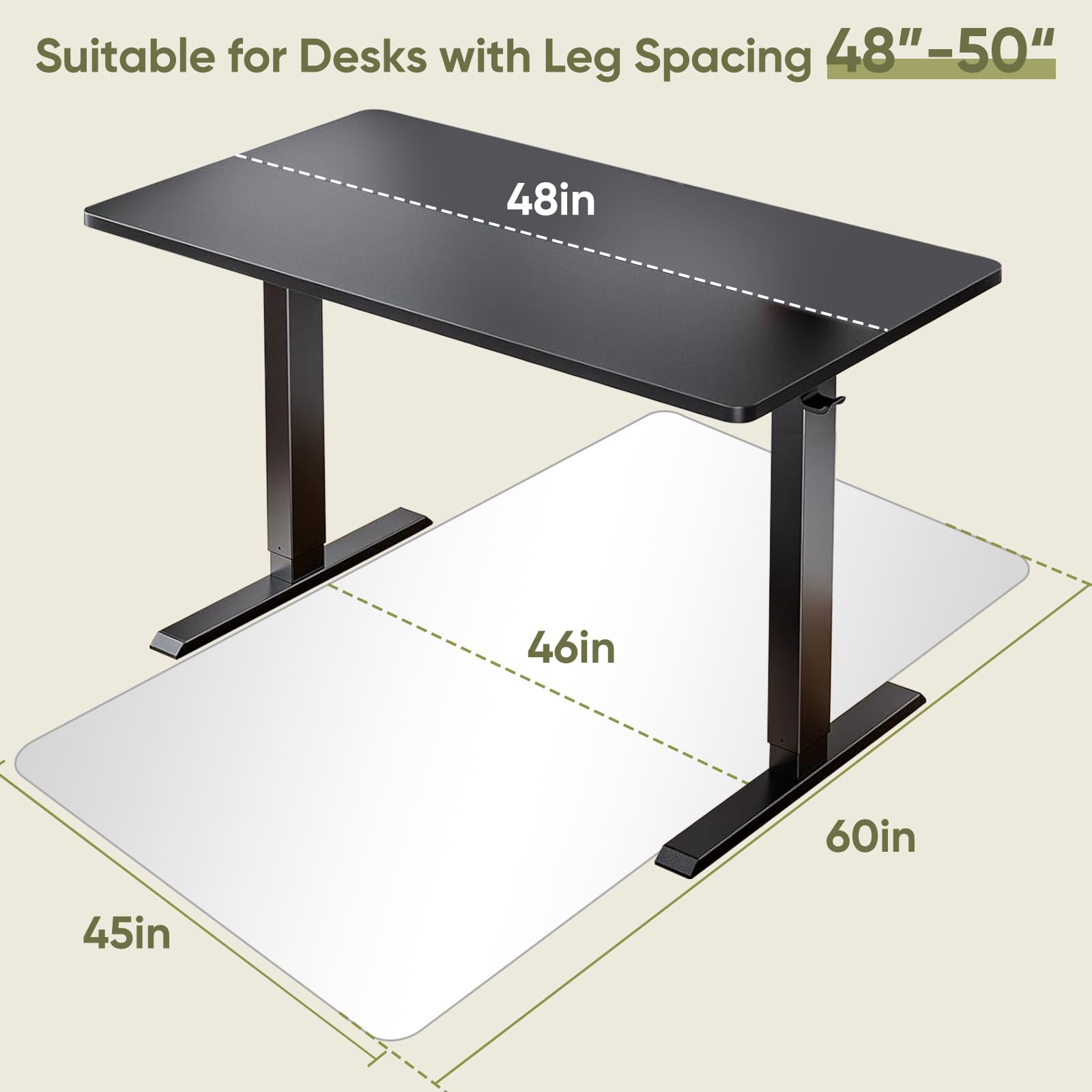 45"x60" Tempered Glass Chair Mat for Carpet & Hardwood Floors