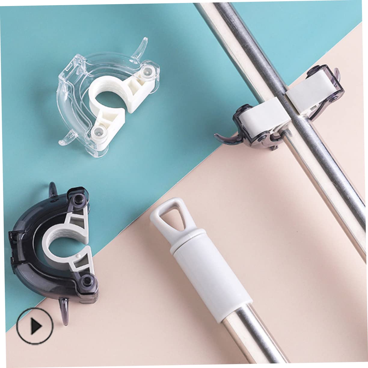 2pcs Mop Holder Wall Mount Broom Organizer Broom Hanger Clip Mop Hook Seamless Hook Home Kitchen Bathroom Organizer