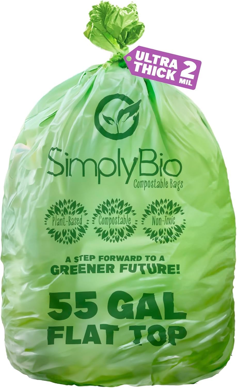 55 Gallon Compostable Trash Bags Flat (12 Count)