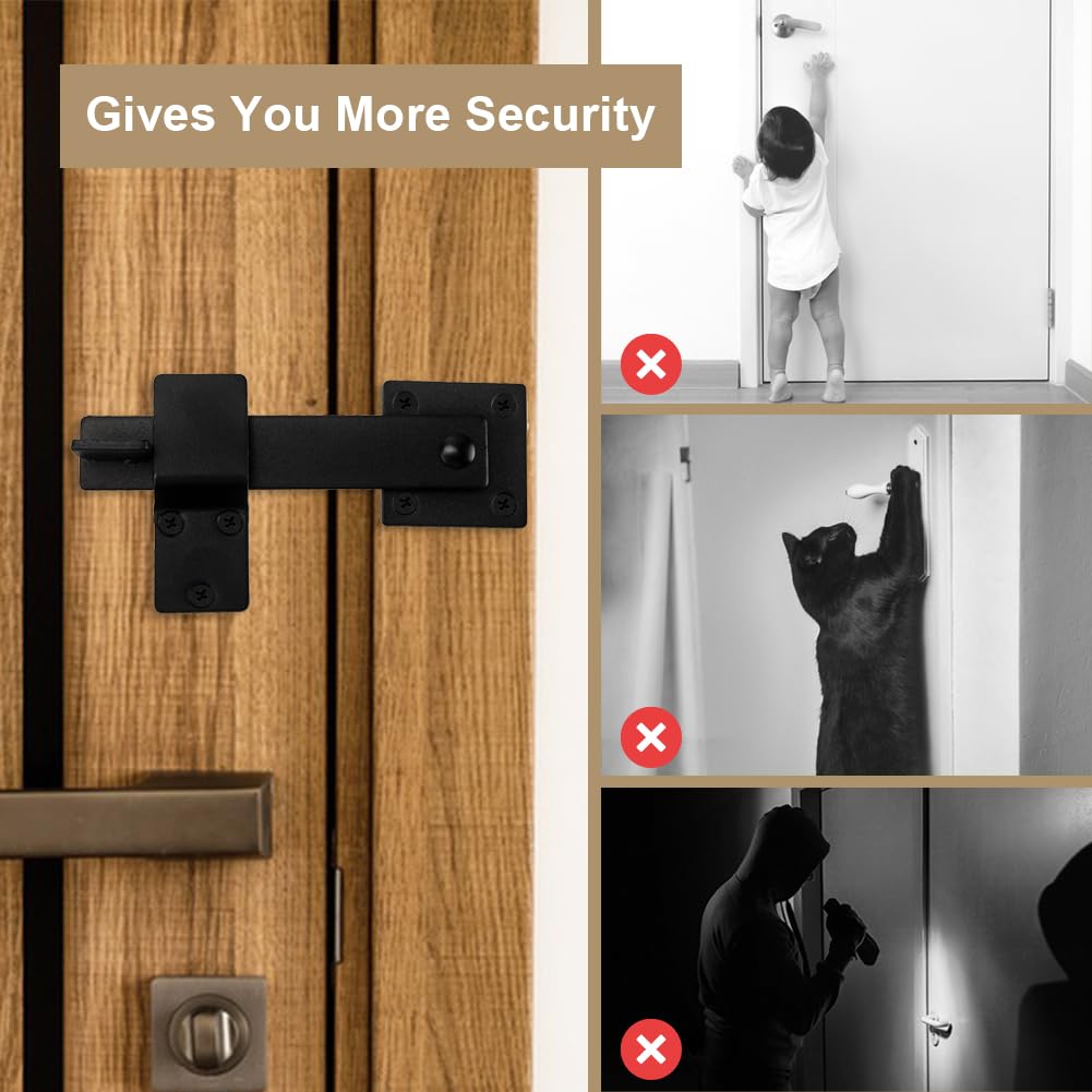 2 Pack Flip Gate Latch Lock 6'' Adjustable Barn Door Lock Hardware Safety Rustic Gate Lock for Ourdoor Wooden Fence