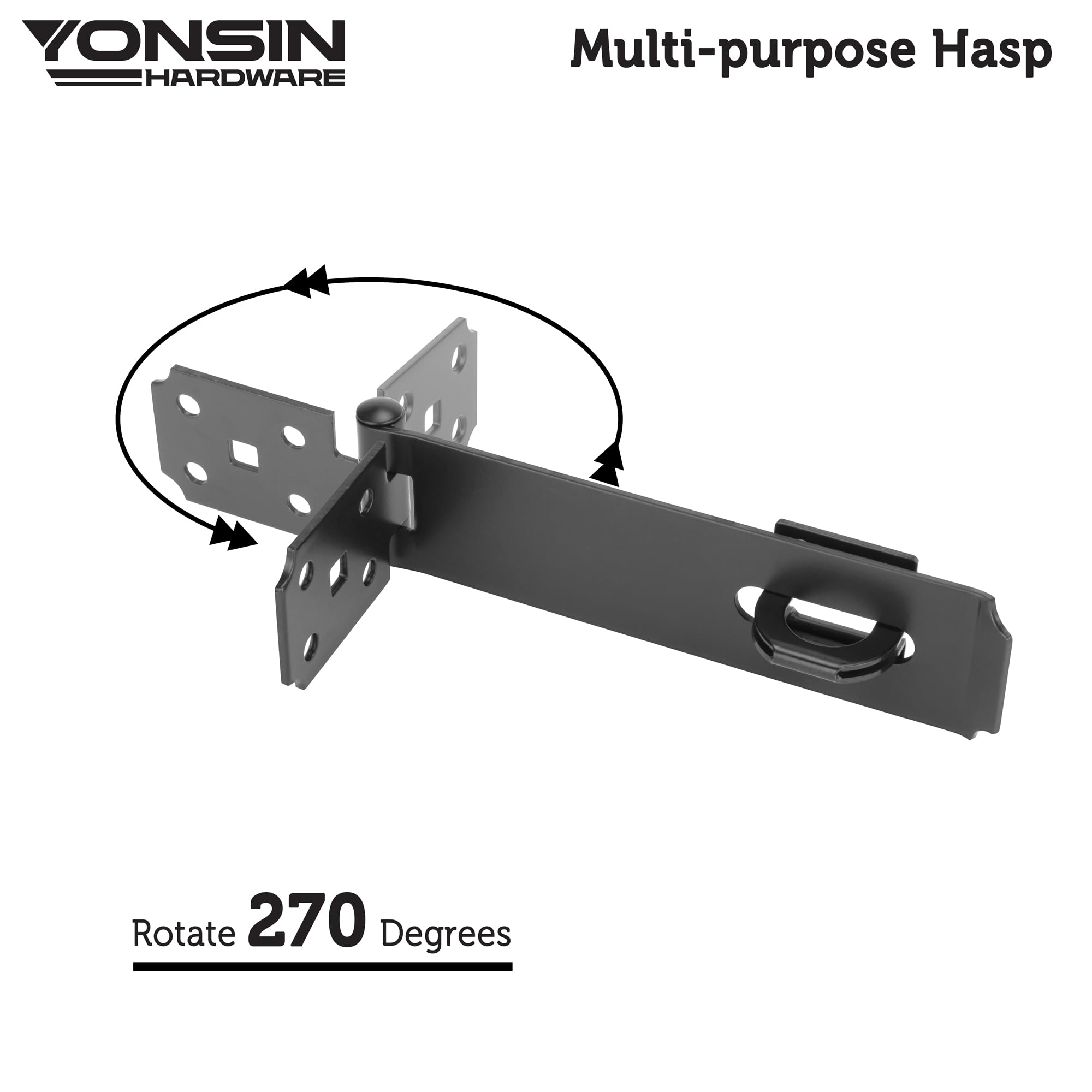 7-1/2" Door Padlock Safety Hasp Latch Heavy Duty 2 Pcs, Door Hasp Clasp Lock Gate Shed Hasp Latch Lock for Door Window Fence Gate Barn, 304 Stainless Steel, Thickness 1/8", Black