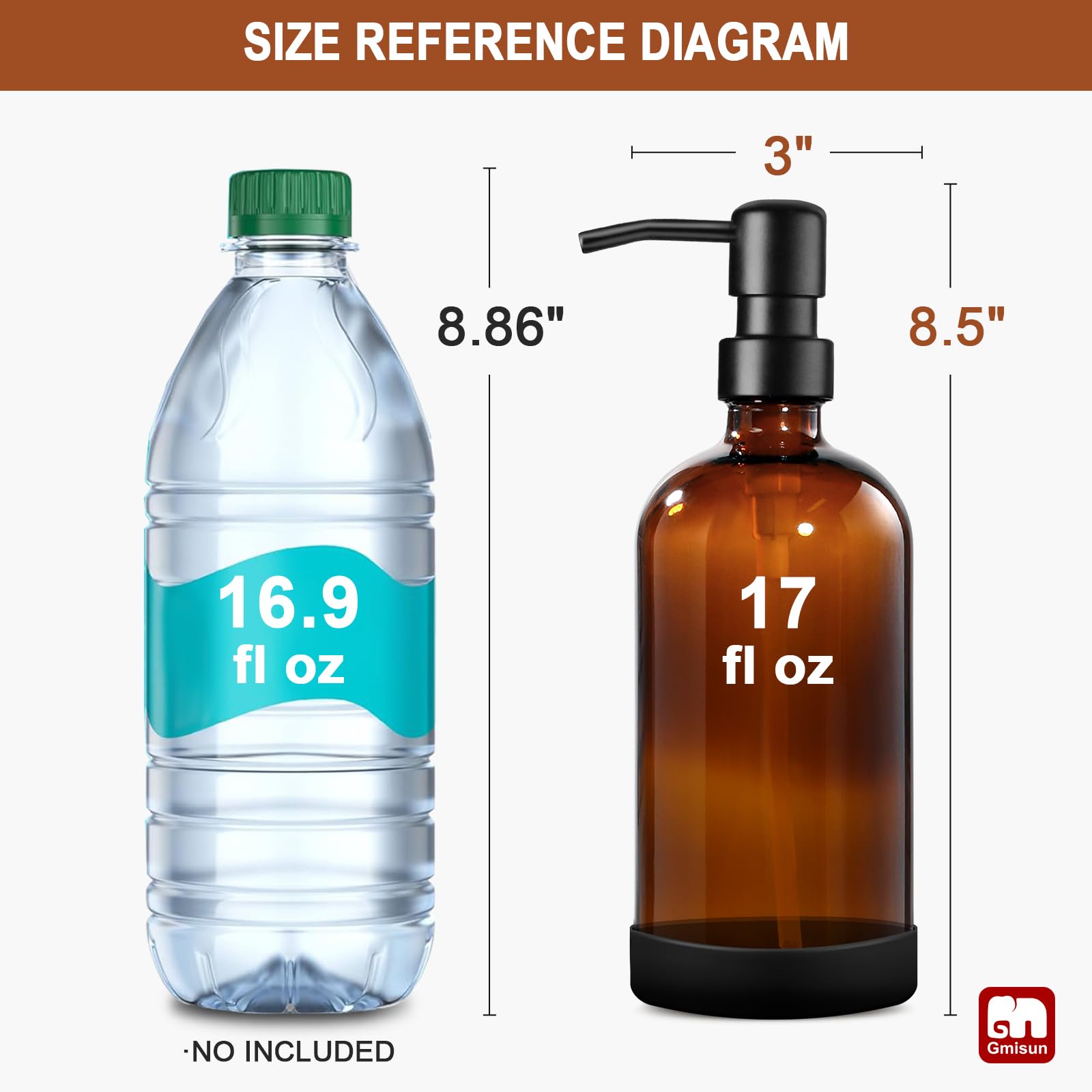 Amber Glass Soap Dispenser with Silicone Sleeve Boot (2 Count)