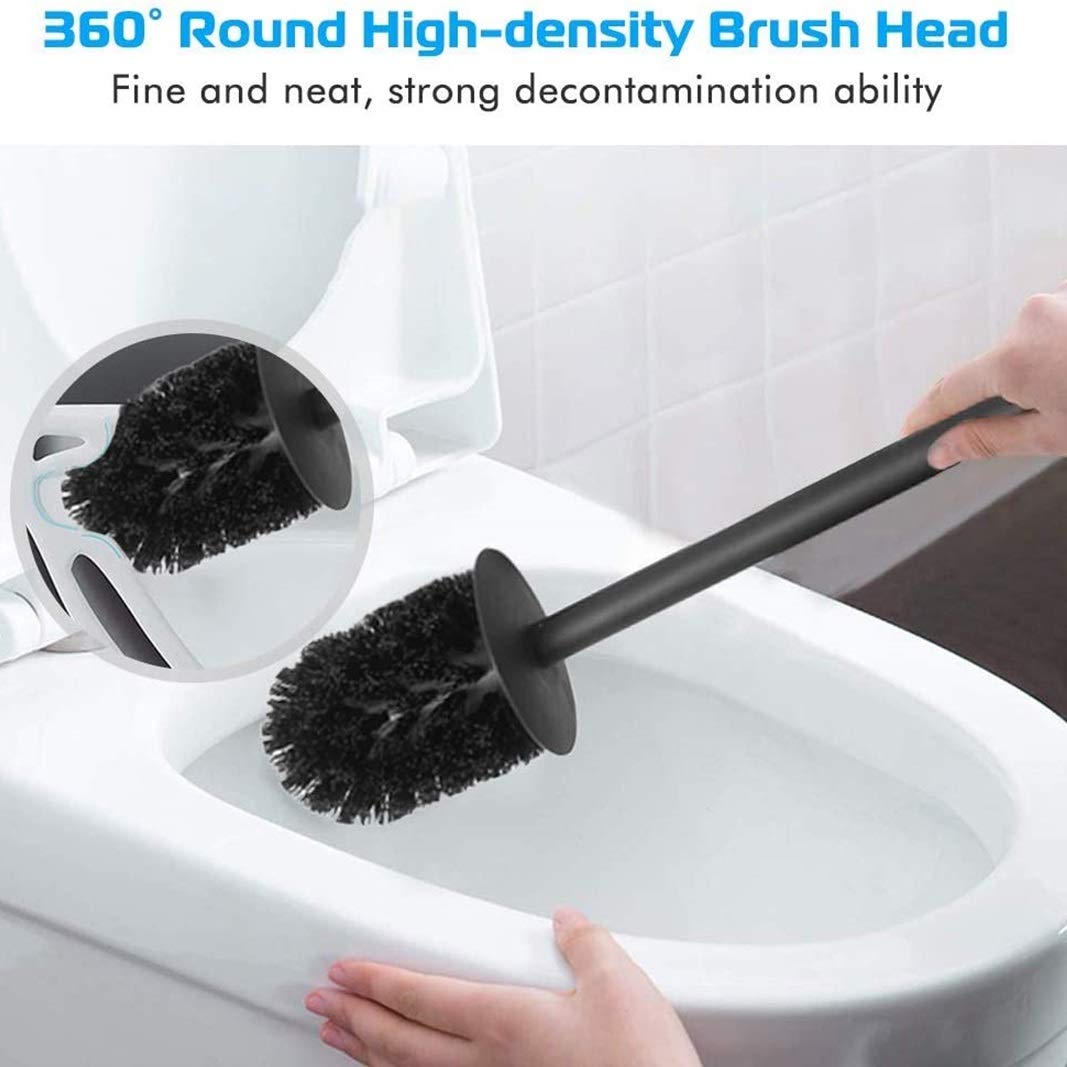 Stainless Steel 304 Black Toilet Bowl Brush and Holder Set Cleaning Tool Holder with Toilet Brush
