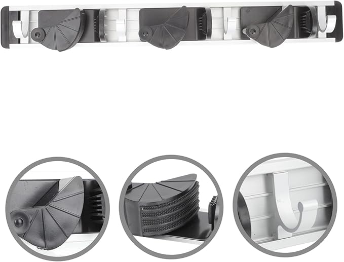 Punch Mop Hanger Space Aluminum Wall Mount Organizer for Brooms Mops Sundries Easy Installation for Home Kitchen Garage and Garden Storage