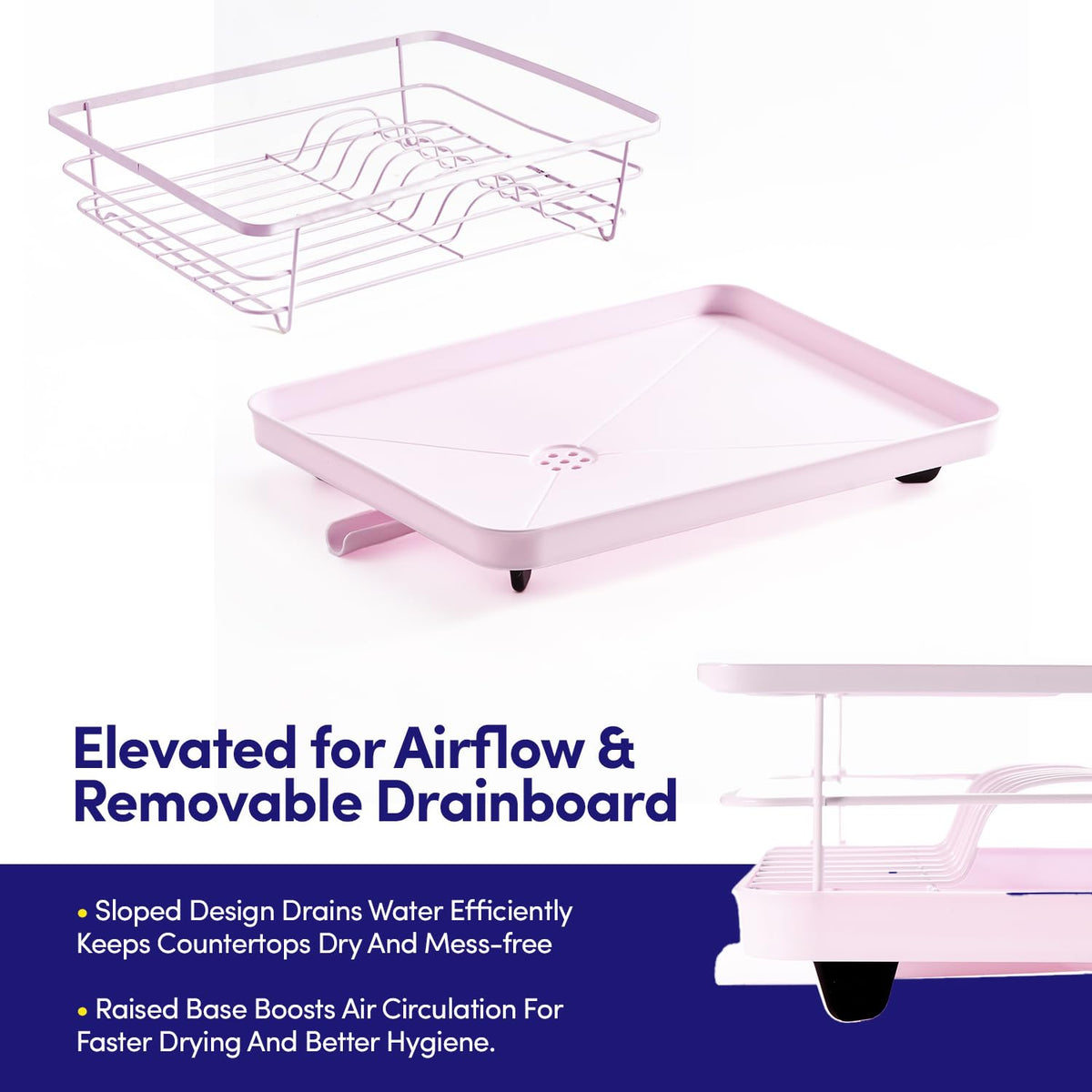 Dish Drying Rack 3 Piece Dish Drainer with Drainboard Set for Kitchen Counter