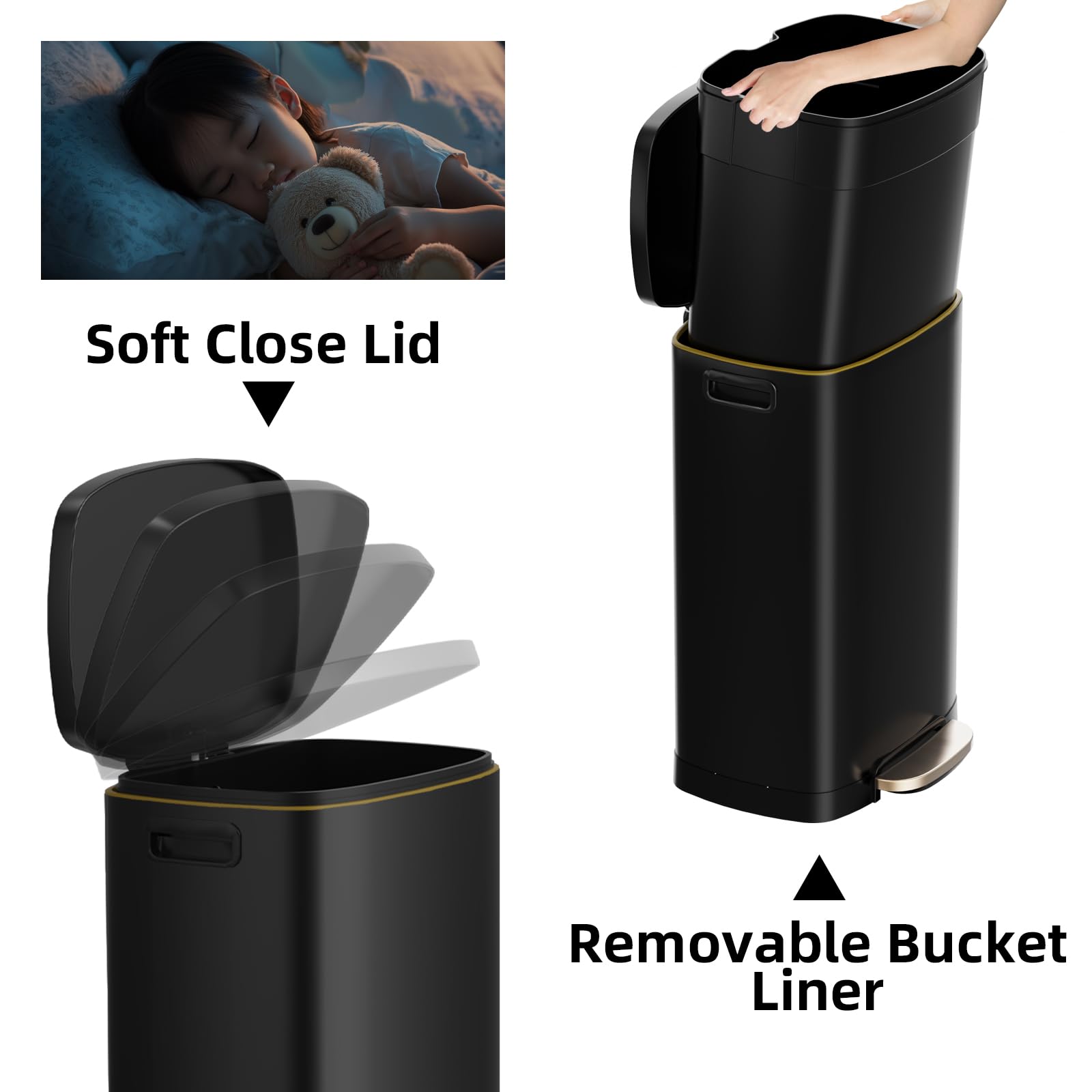 13 Gallon Trash Can with Lid (40 Count)
