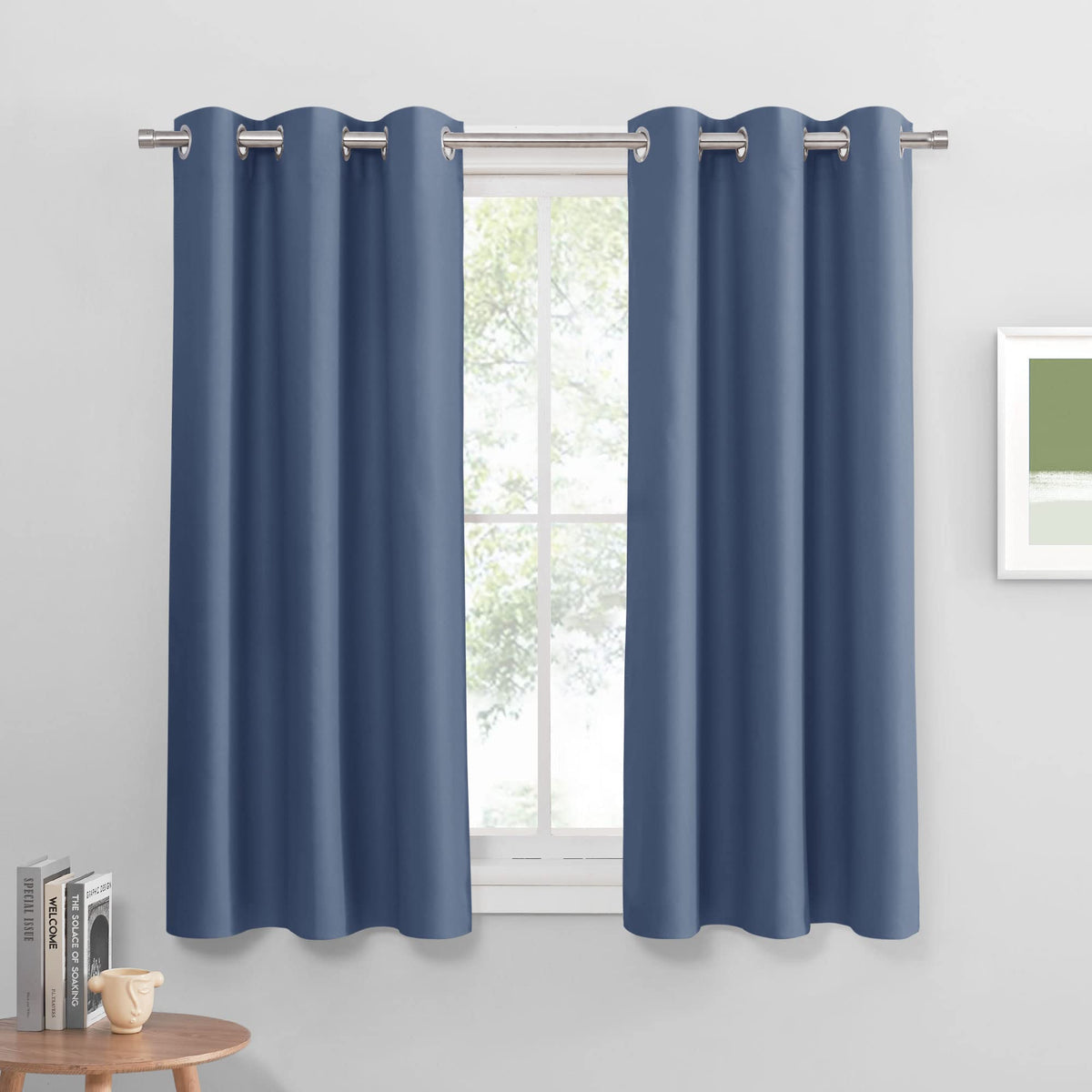 Stone Blue Bedroom Curtains for Windows (2 Count)