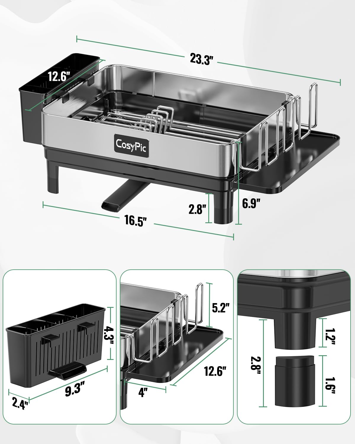 Dish Racks Thicker Premium 304 Stainless Steel Dish Drying Rack for Kitchen Counter