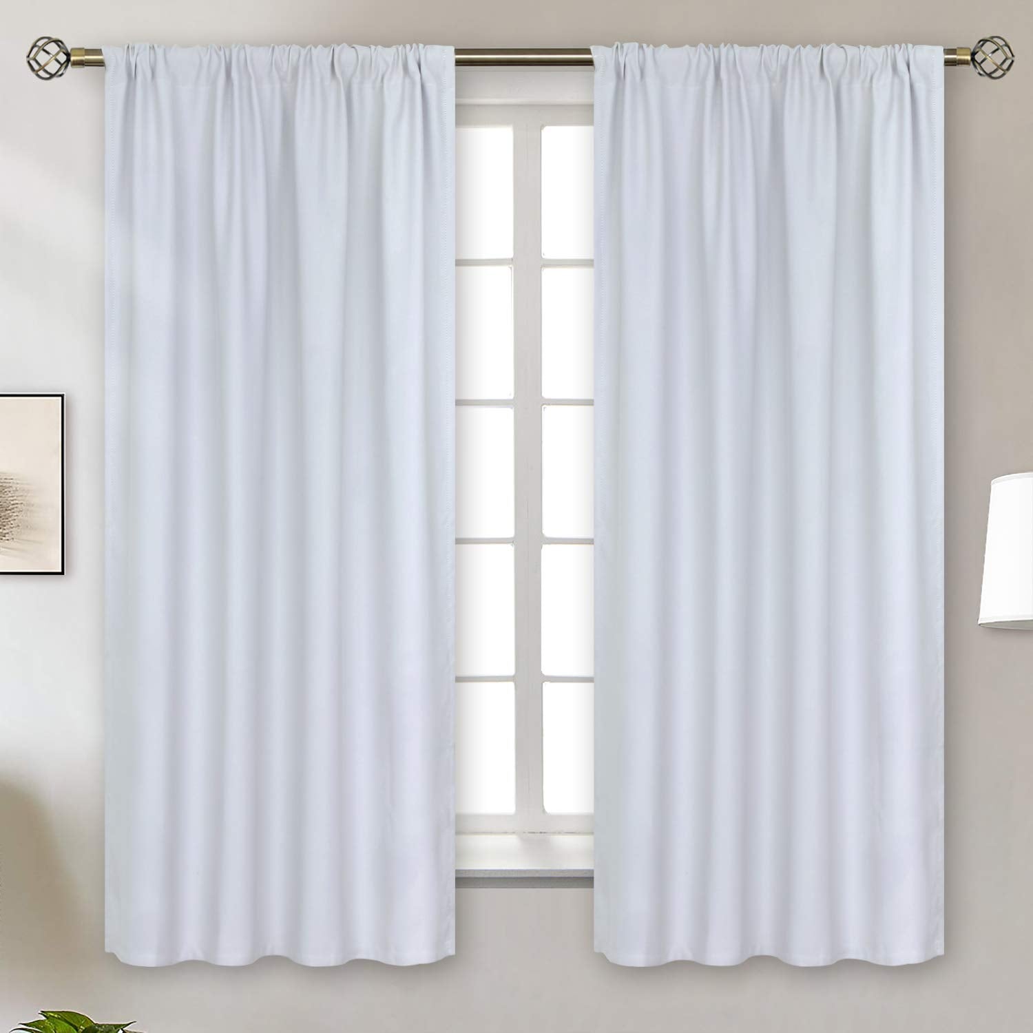 Rod Pocket Room Darkening Curtains for Bedroom 63 Inches Long