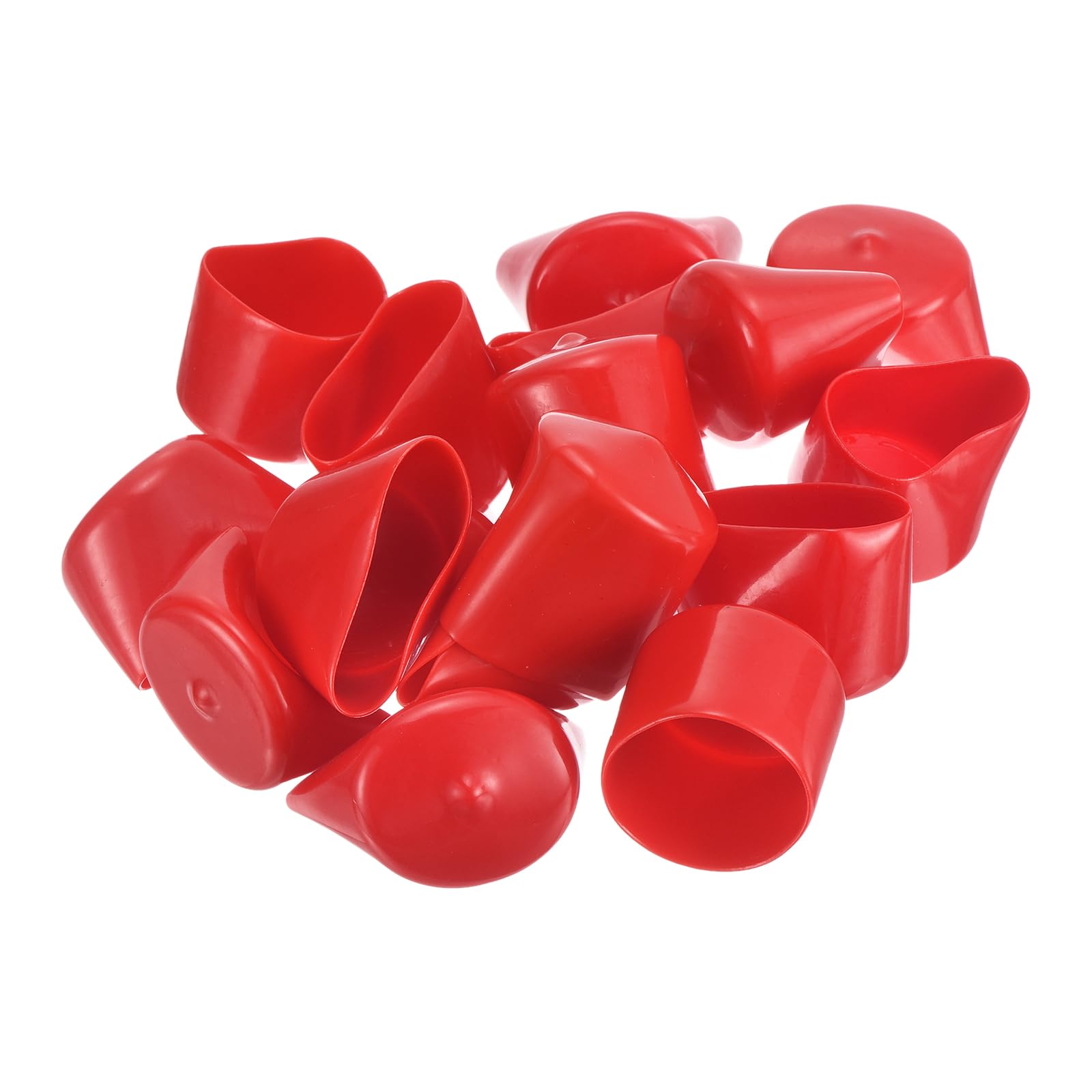20pcs Rubber End Caps 35mm ID Vinyl Round Tube Bolt Cap Cover Thread Protectors Red