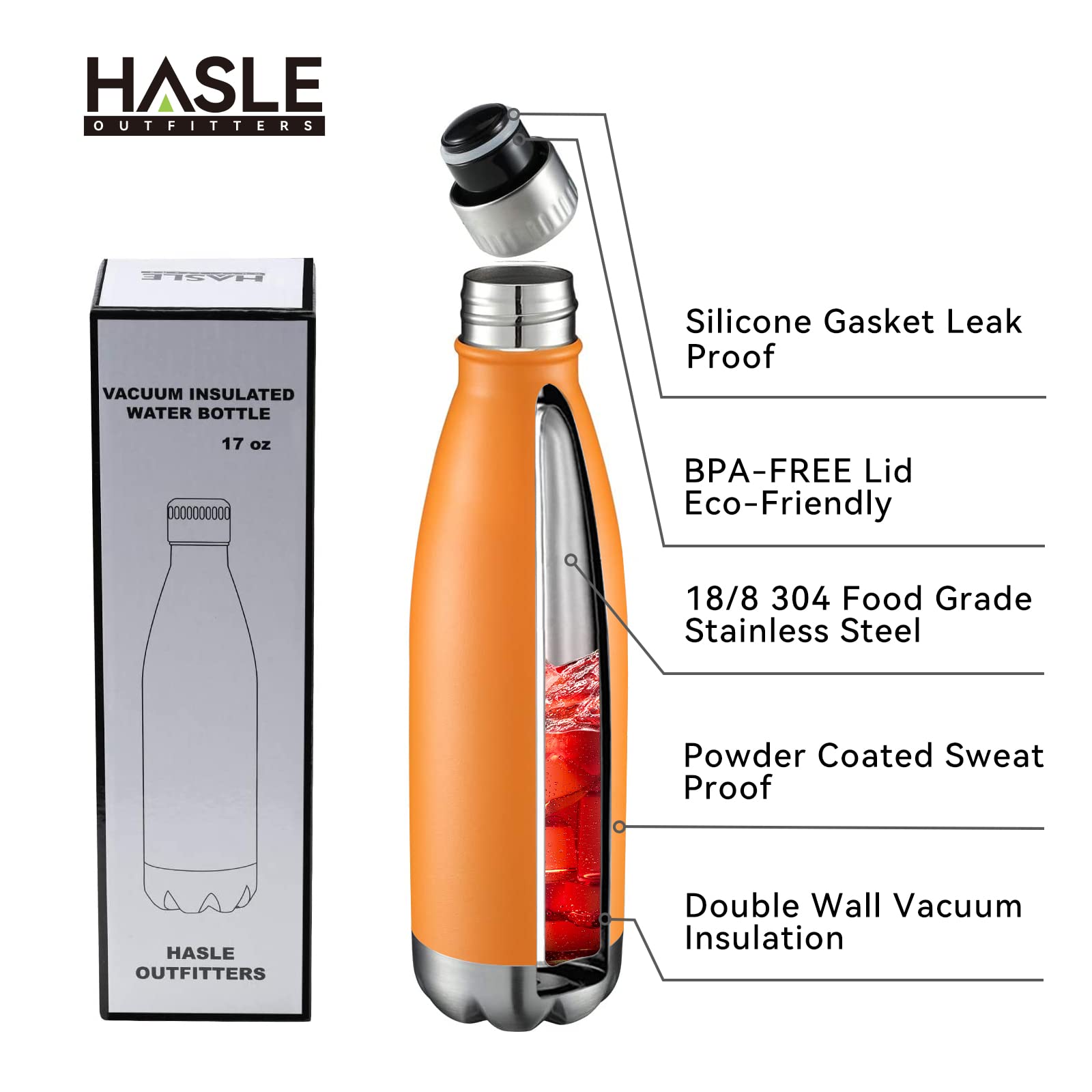 17oz Stainless Steel Water Bottles Bulk (4 Count)