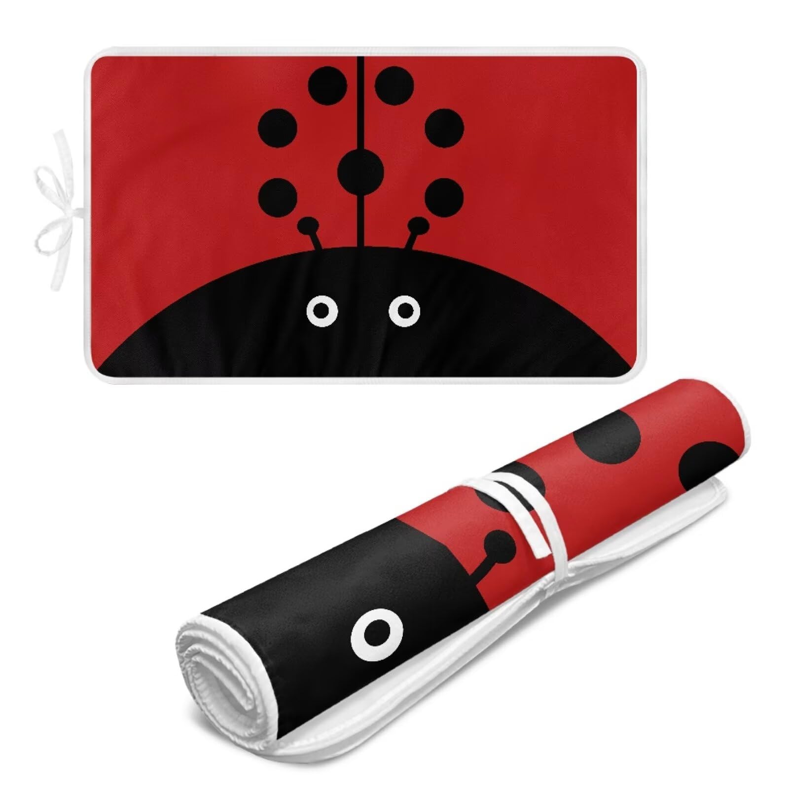 Cute Iron Mat Blanket Travel Foldable Ladybugs Ironing Pad Fabric Ironing Board Cover for Top of Tabletop