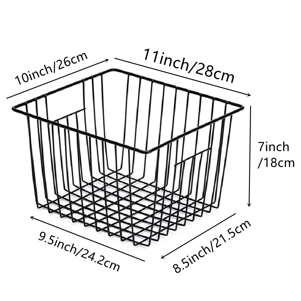 Wire Metal Basket Bin Storage Baskets Modern Farmhouse Food (3 Count)