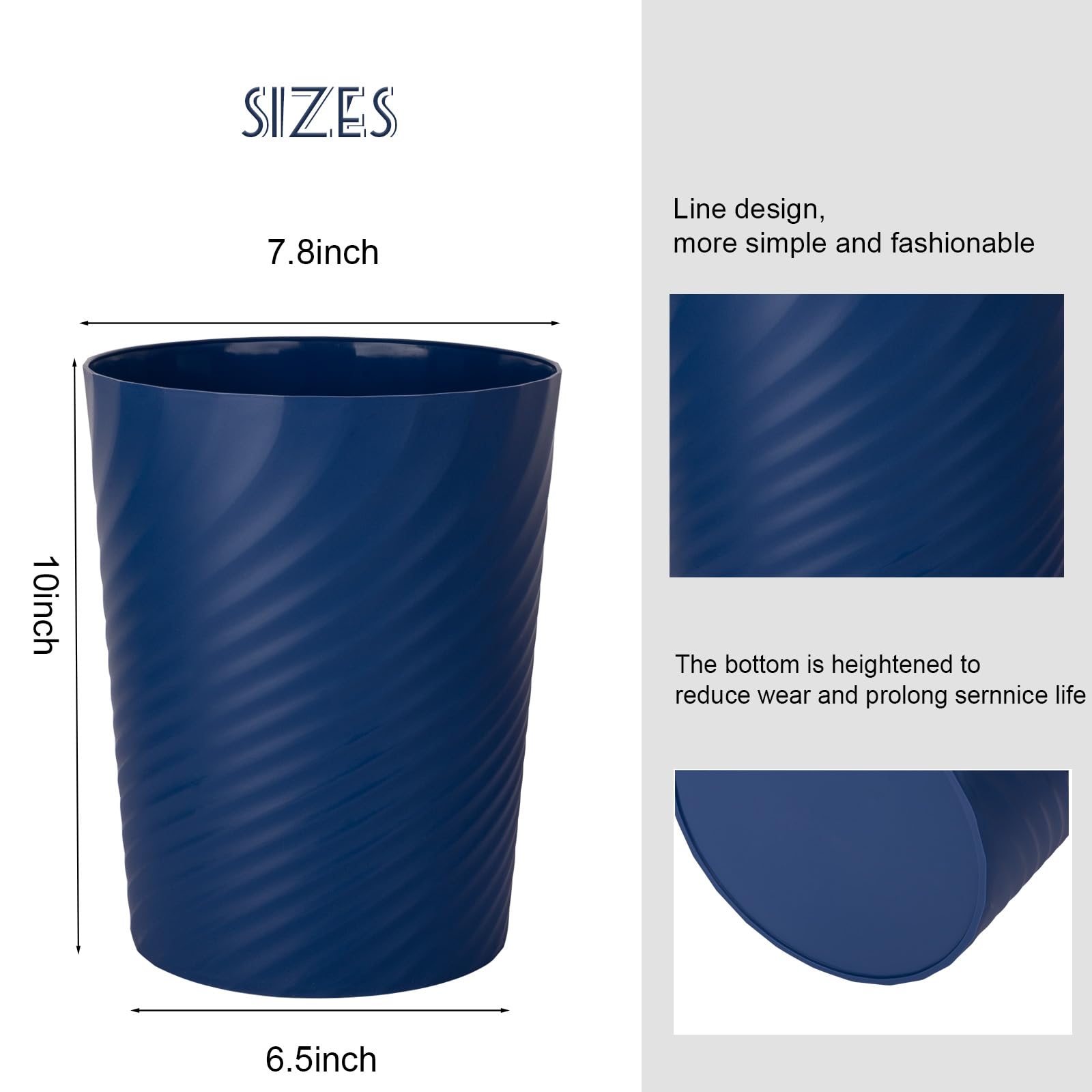 Plastic Small Bathroom Trash Can Wastebasket Garbage Can (2 Count)