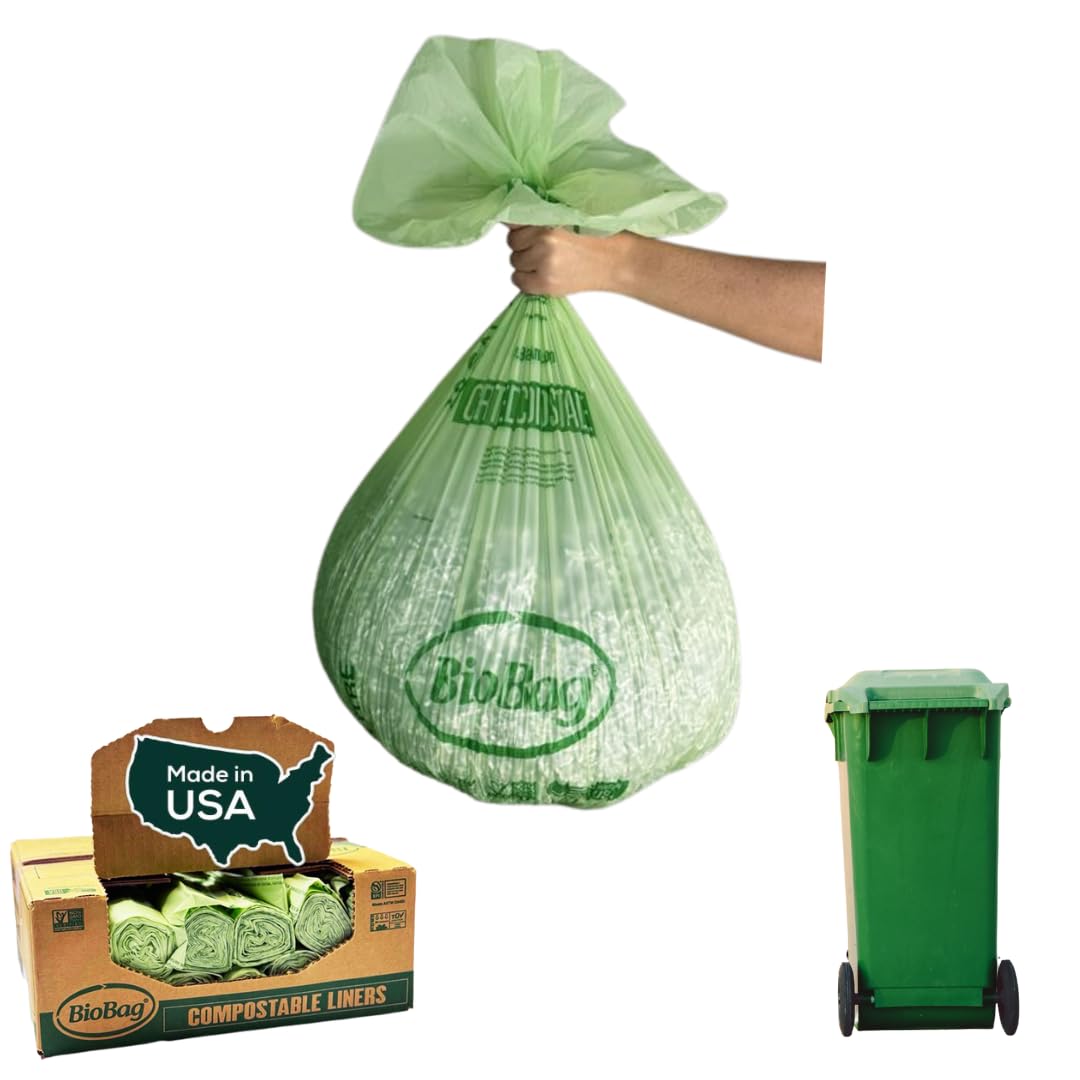 USA) The Original Compostable Bag, 48 Gallon, 80 Count, 100% Certified Compostable Trash Bag Liners for Food Waste, Extra Strong and Durable, Trash Bag