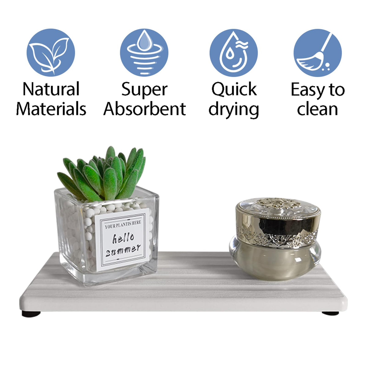 Diatomite Soap Dish Holder Water Absorbing Stone Tray Bathroom Countertop (2 Count)