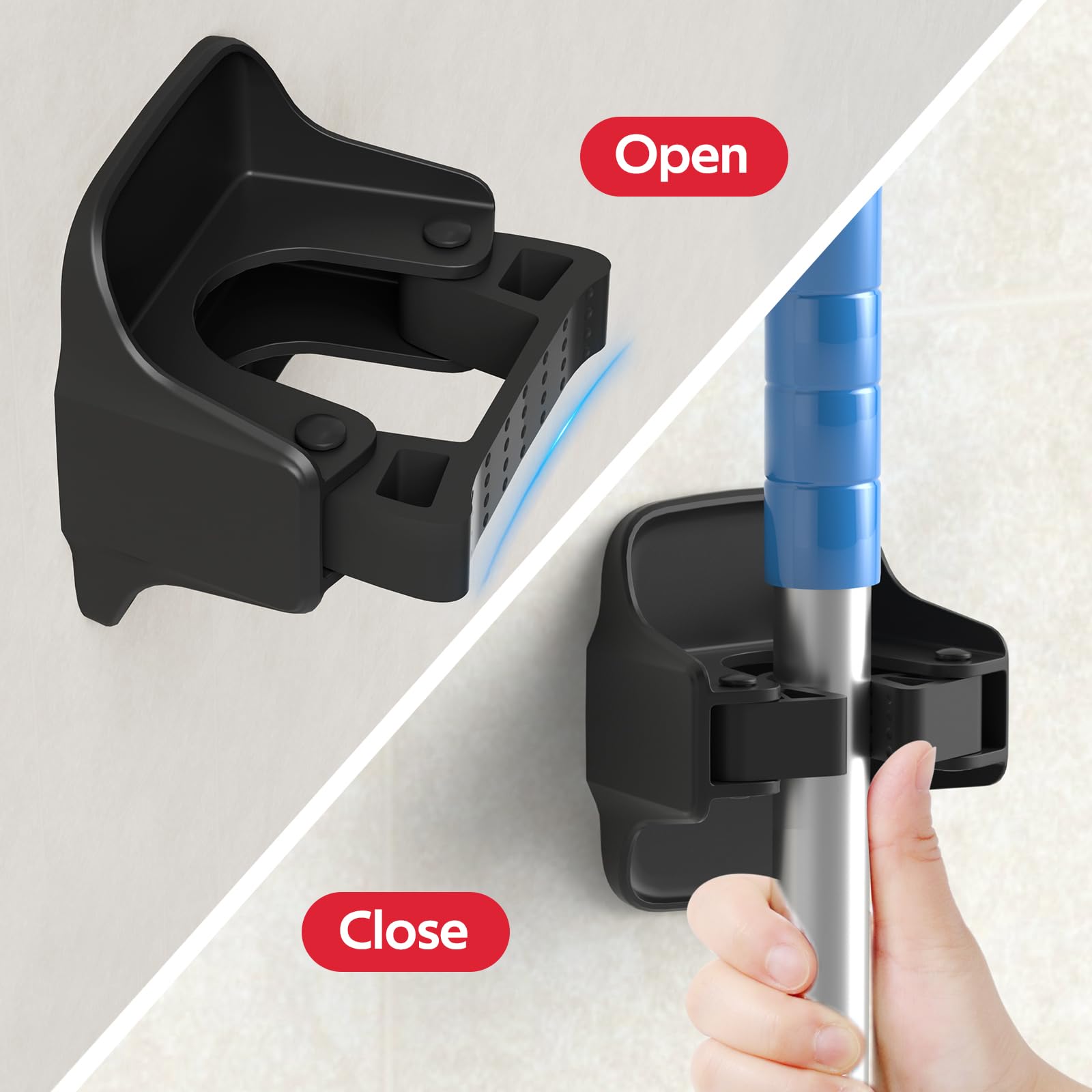 Broom Holder Wall Mount Mop Grippers organizer wall hanging (5 Count)