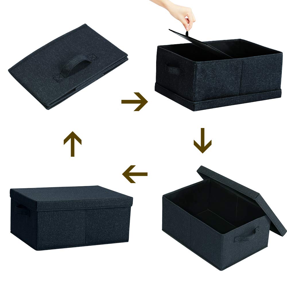 Linen Foldable Storage Bins with Lids (2 Count)