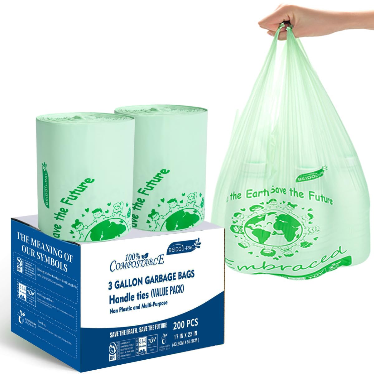 100% Compostable Trash Bags (200 Count)