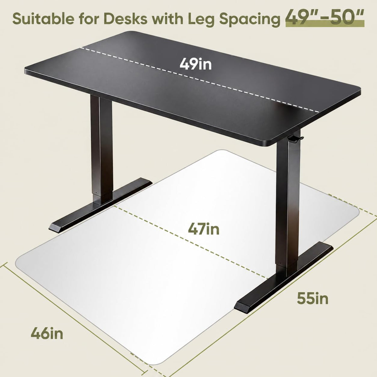 46"x55" Tempered Glass Chair Mat for Carpet & Hardwood Floors