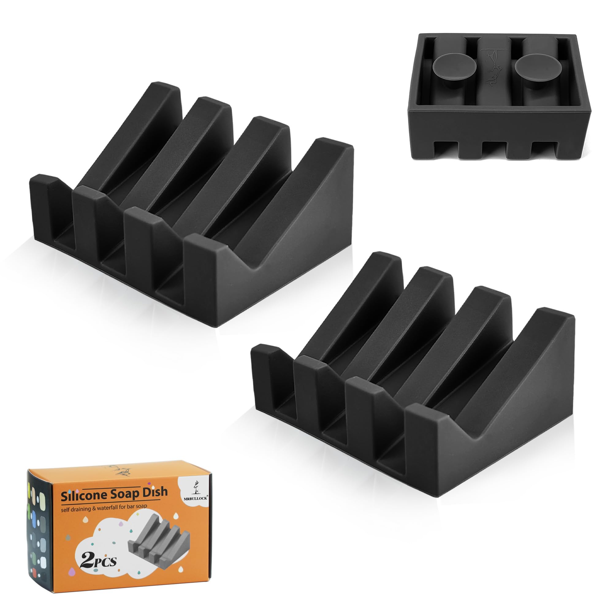 Silicone Soap Dish Self Draining with Suction Cups (2 Count)