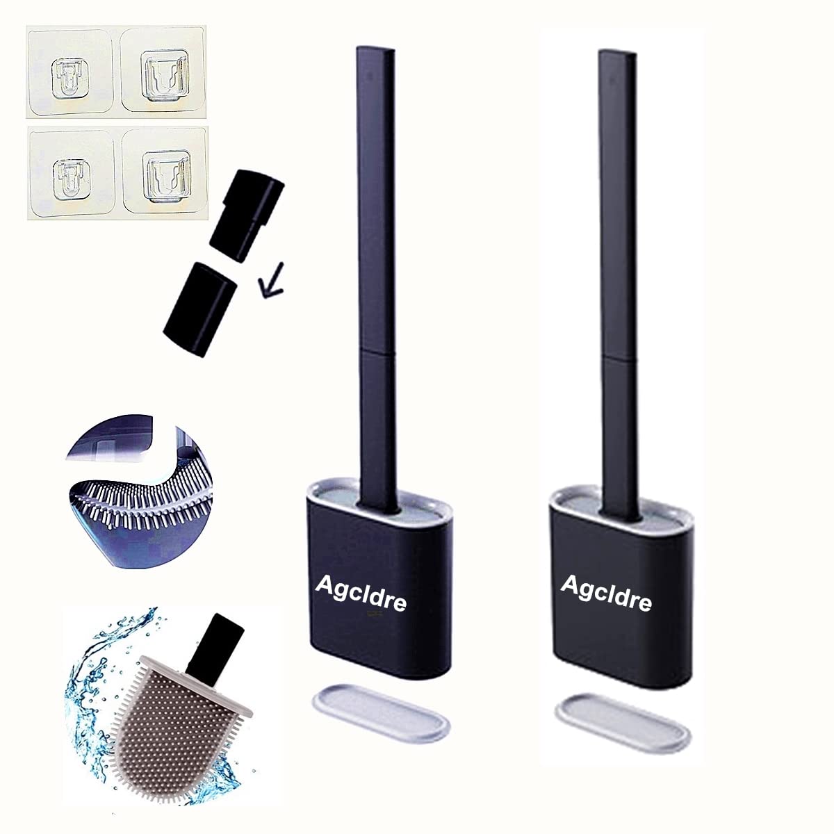 Toilet Brush with Holder Silicone Toilet Brush and Cleaning Brush for Household Bathroom Toliet Brush Set