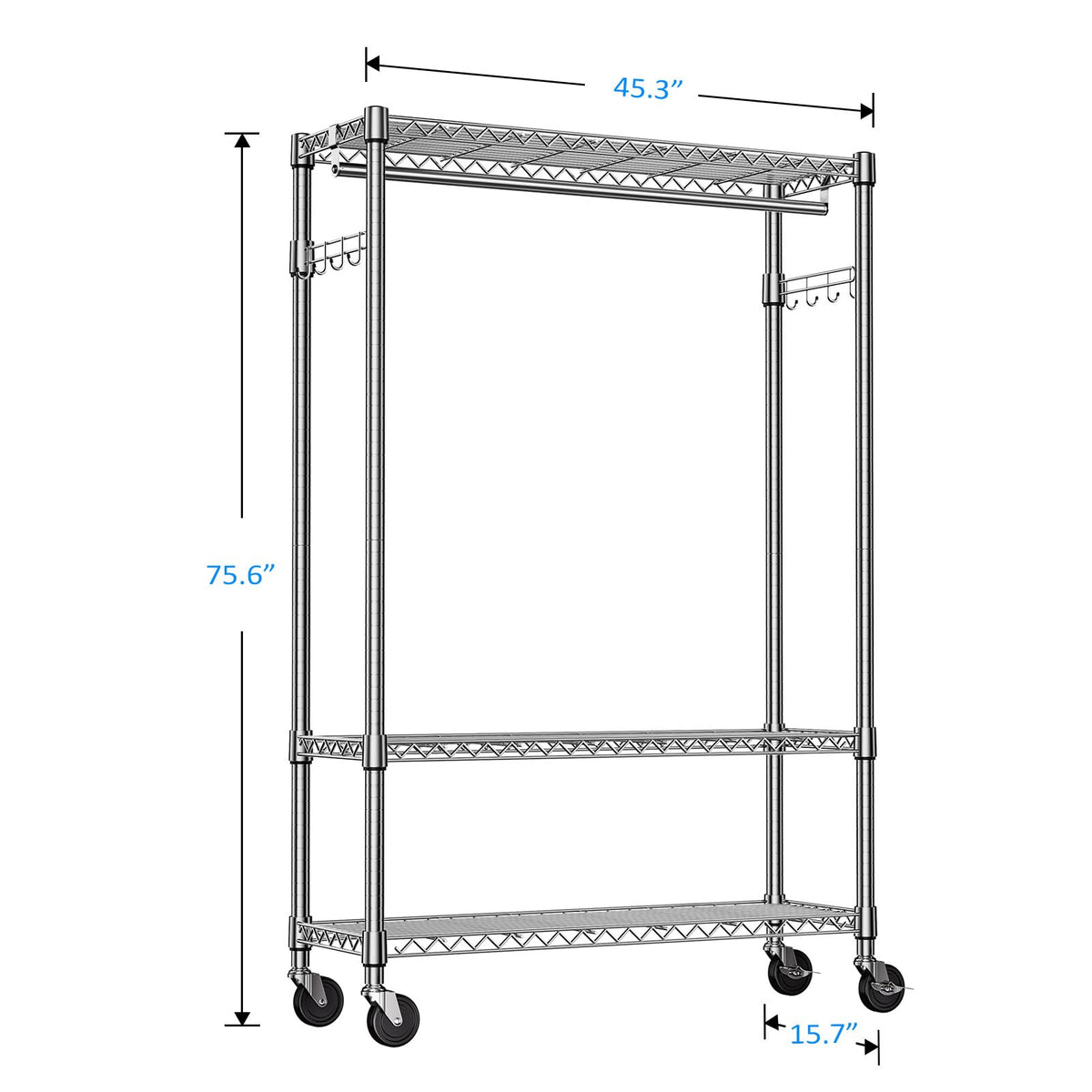 Heavy Duty Rolling Garment Rack Wire Clothes Rack for Hanging Clothes