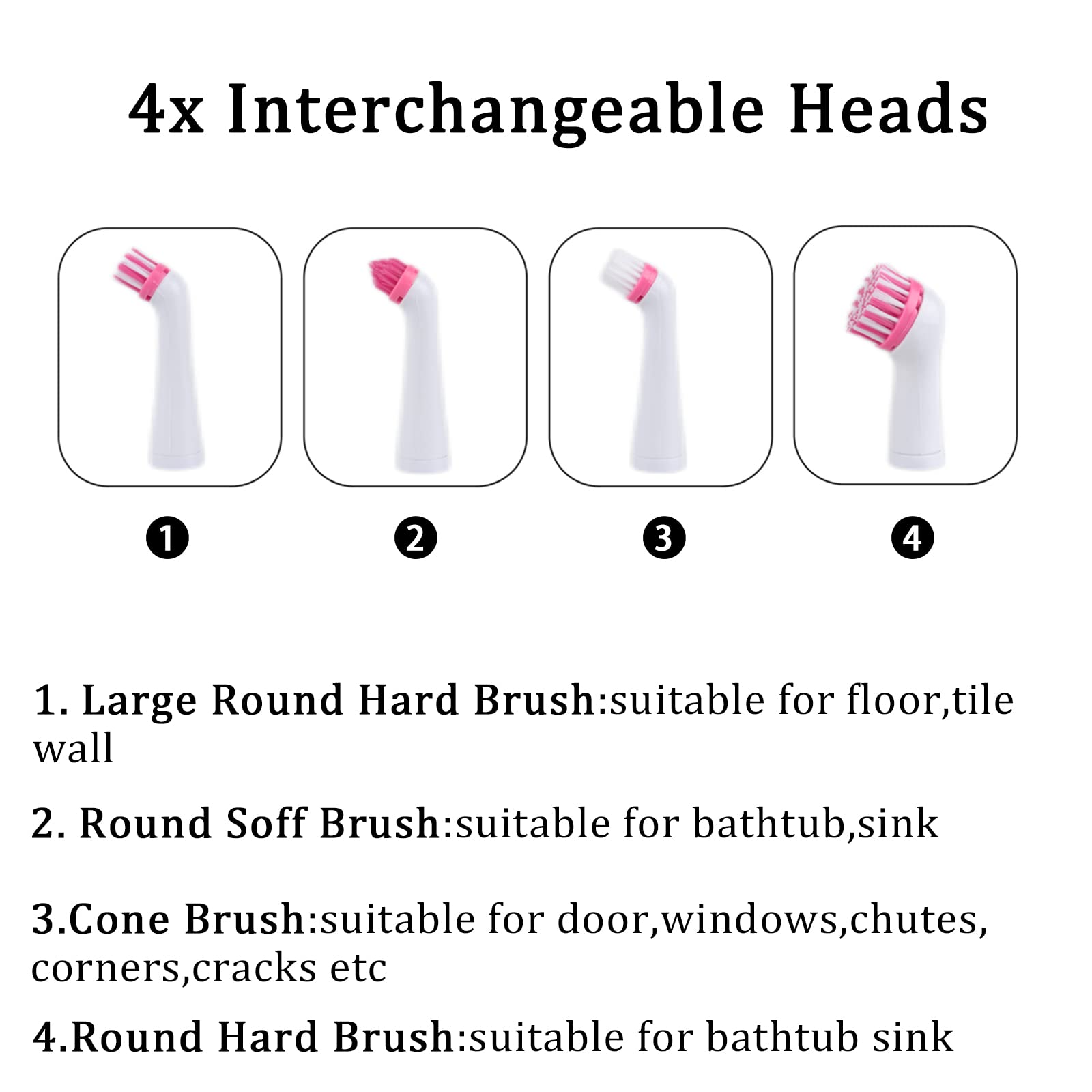 Electric Cleaning Brush with 4 in 1 Multiple Brush Heads