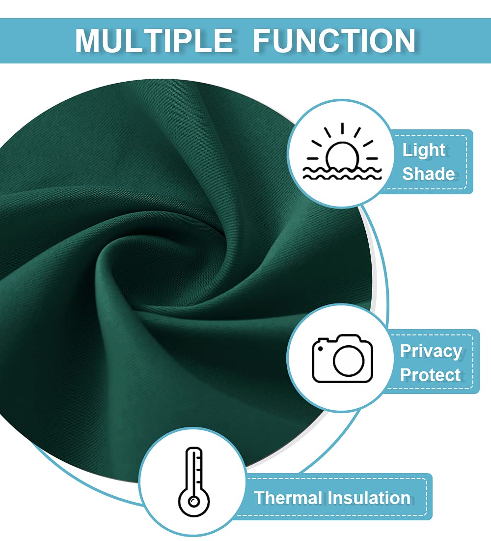 Short Hunter Green Blackout Curtains for Small Bedroom Window Cafe