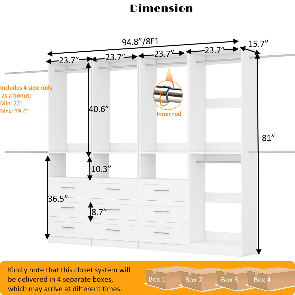 Closet System with 9 Drawers