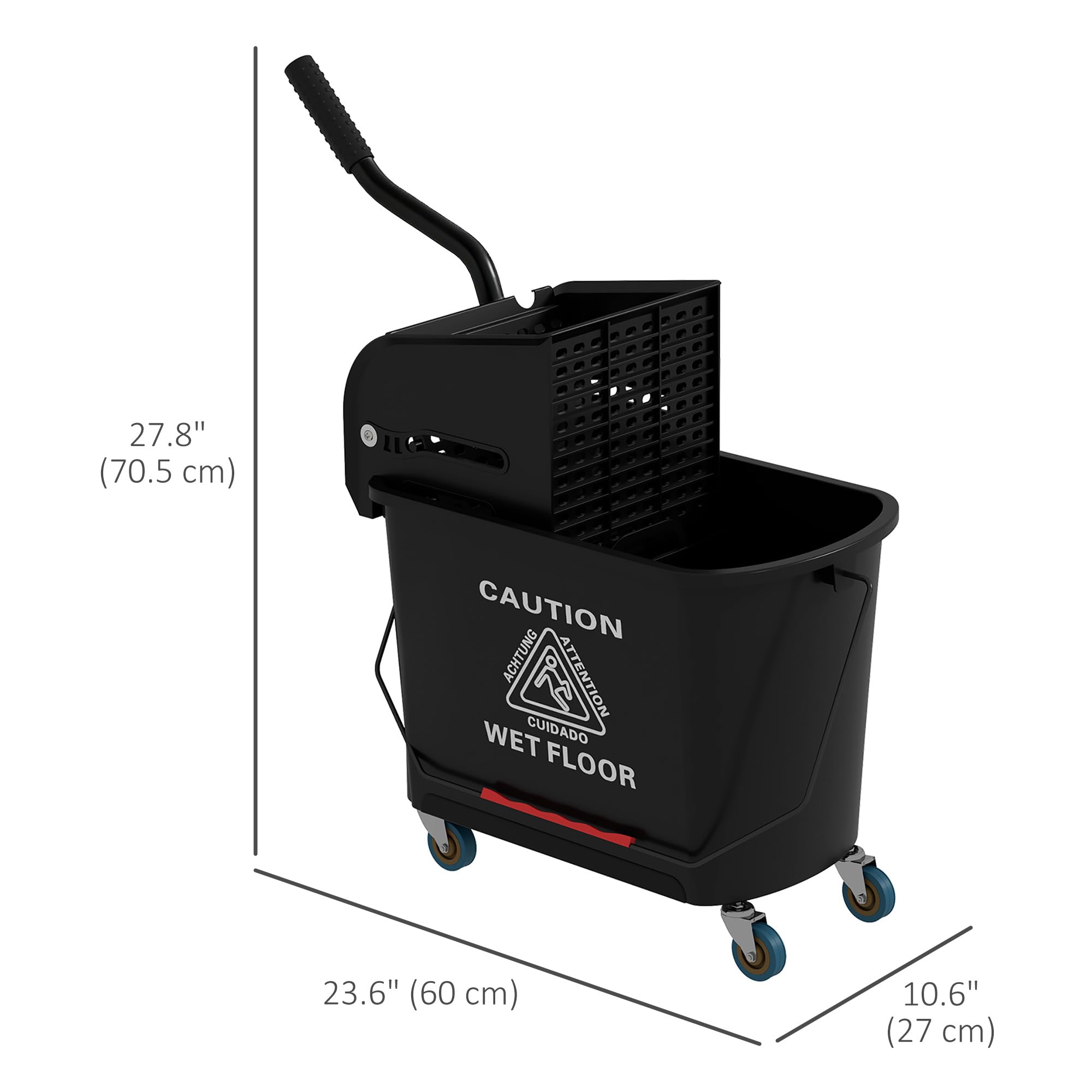 Commercial Mop Bucket Side Press Wringer Wheels 21 Quart Black