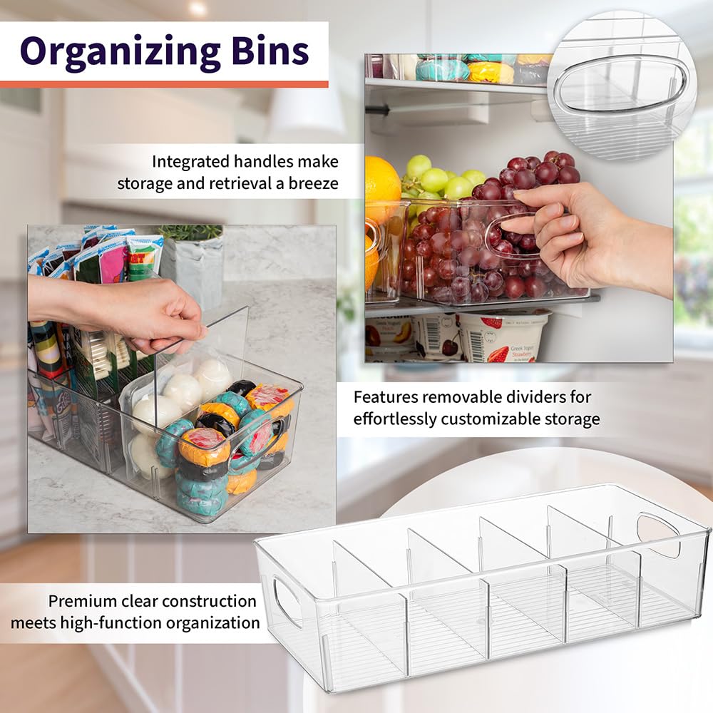 Pantry Storage Bins with Removable Dividers (4 Count)