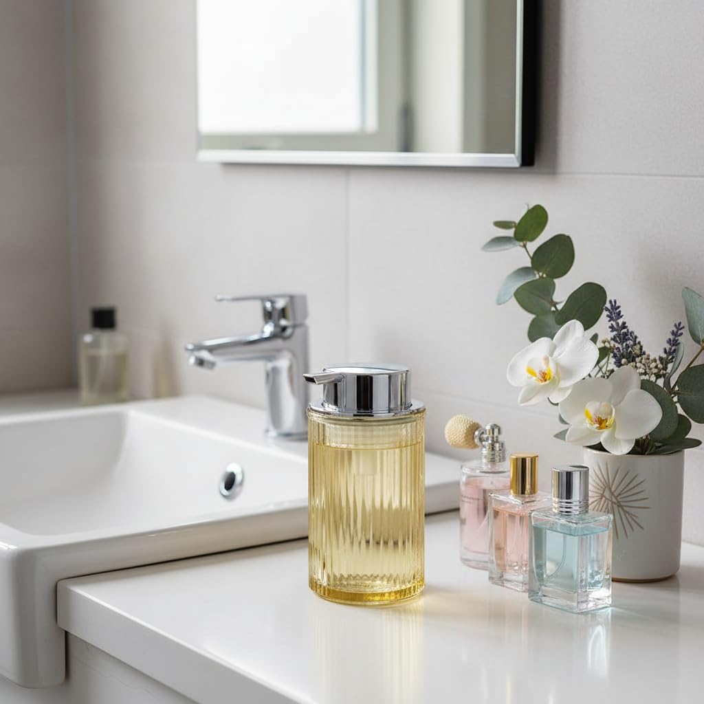 Foaming Soap Dispenser Bathroom Amber Glass Foam Hand Soap Dispenser
