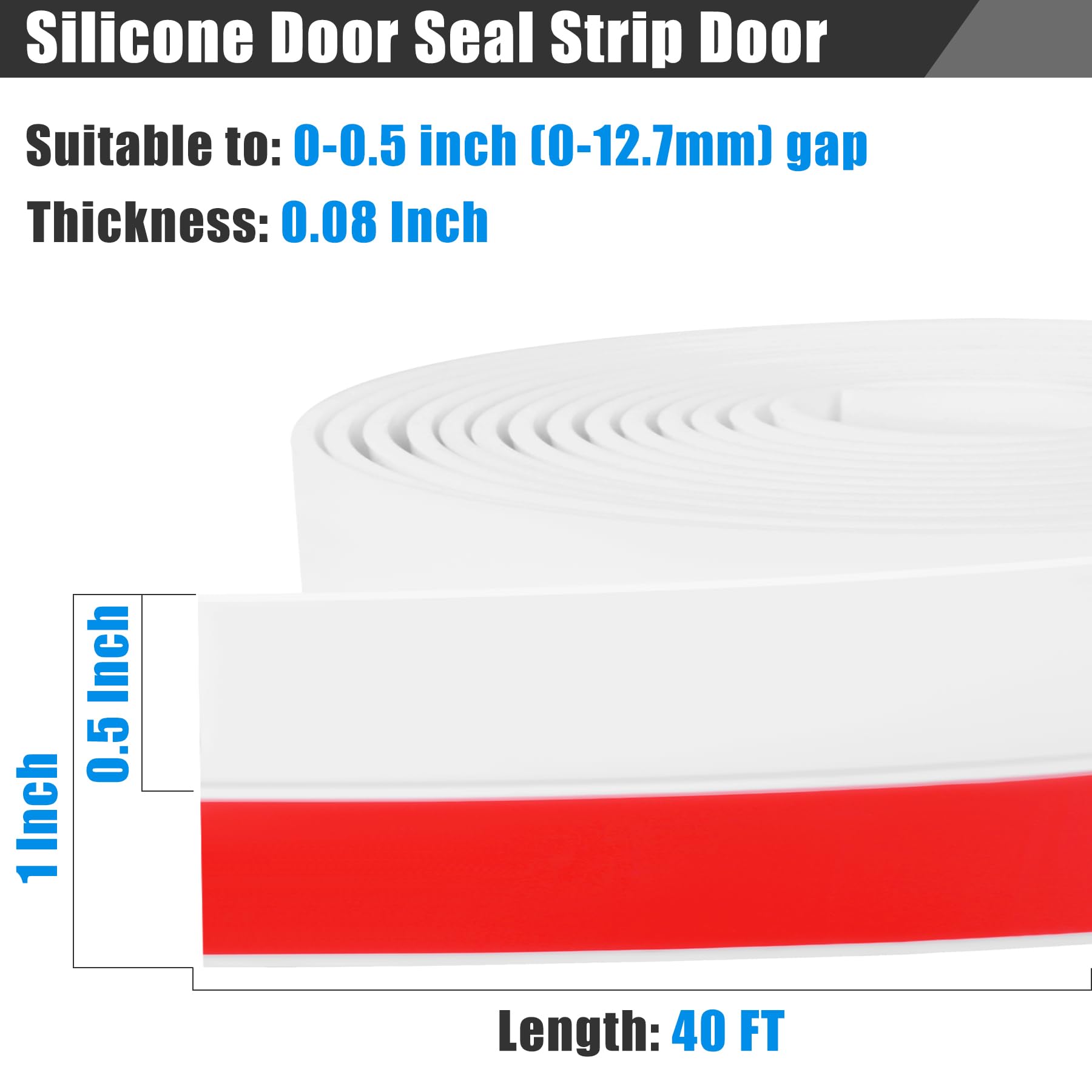 Draft Seal Tape for Doors and Windows 1 in x 40 Ft Silicone Weather Stripping Extra Thick 2mm Door Seal Strip with Strong Adhesive Draft Insulation Stopper Side Seal
