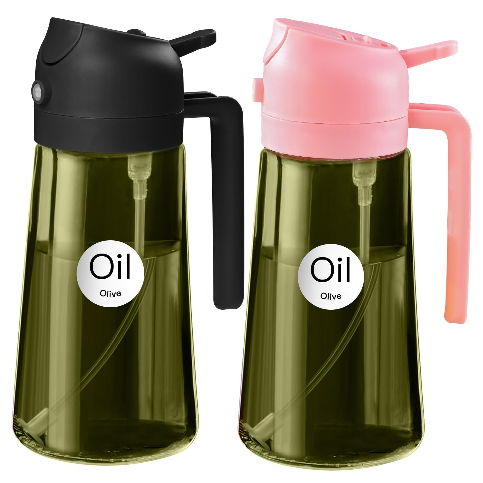 2Pcs 16oz 470ml Dark Green Oil Sprayer for Cooking with Stickers