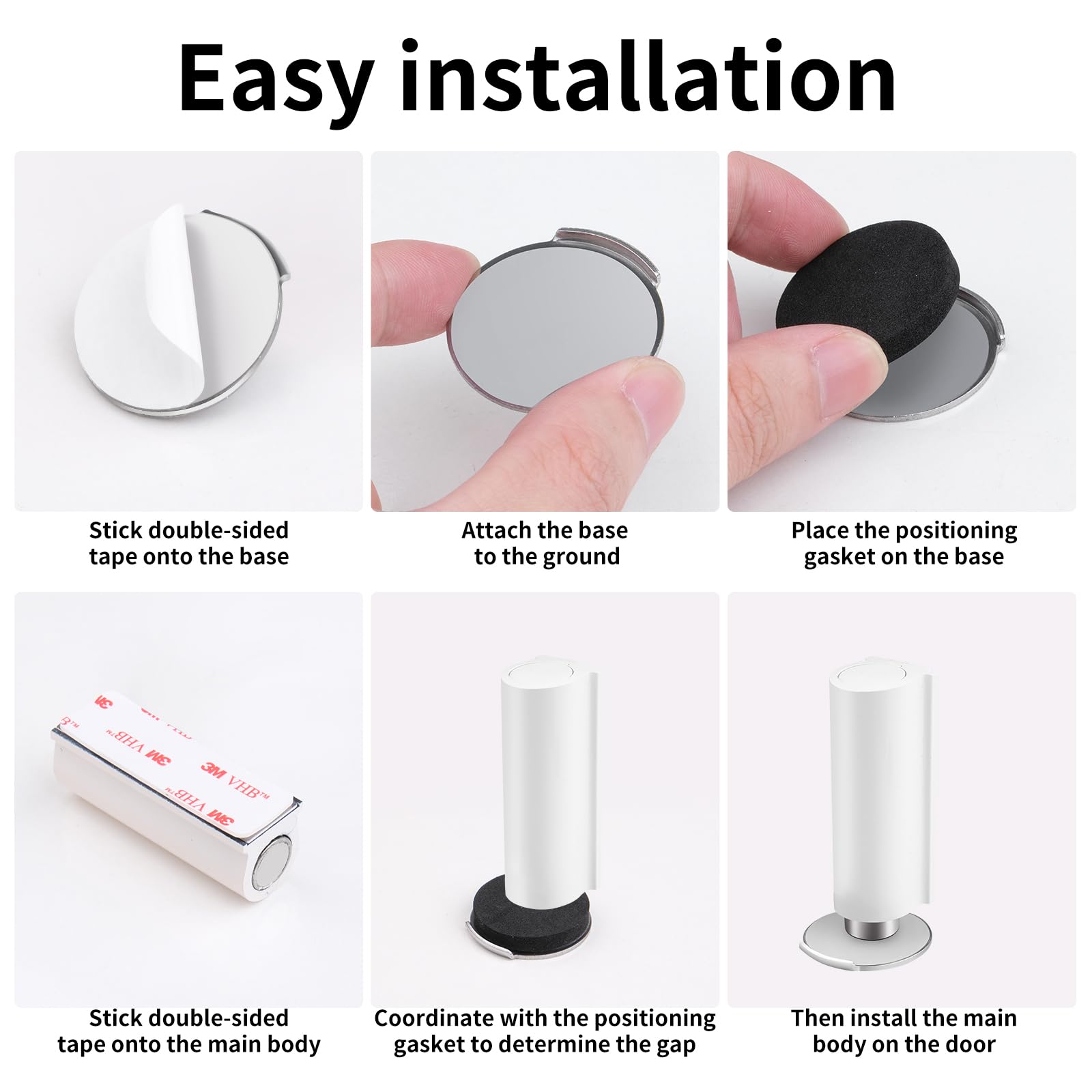 Magnetic Door Stopper WYGWP Stainless Steel No Drilling Wedge Stops Heavy Duty Catch Holder to Keep Doors Open