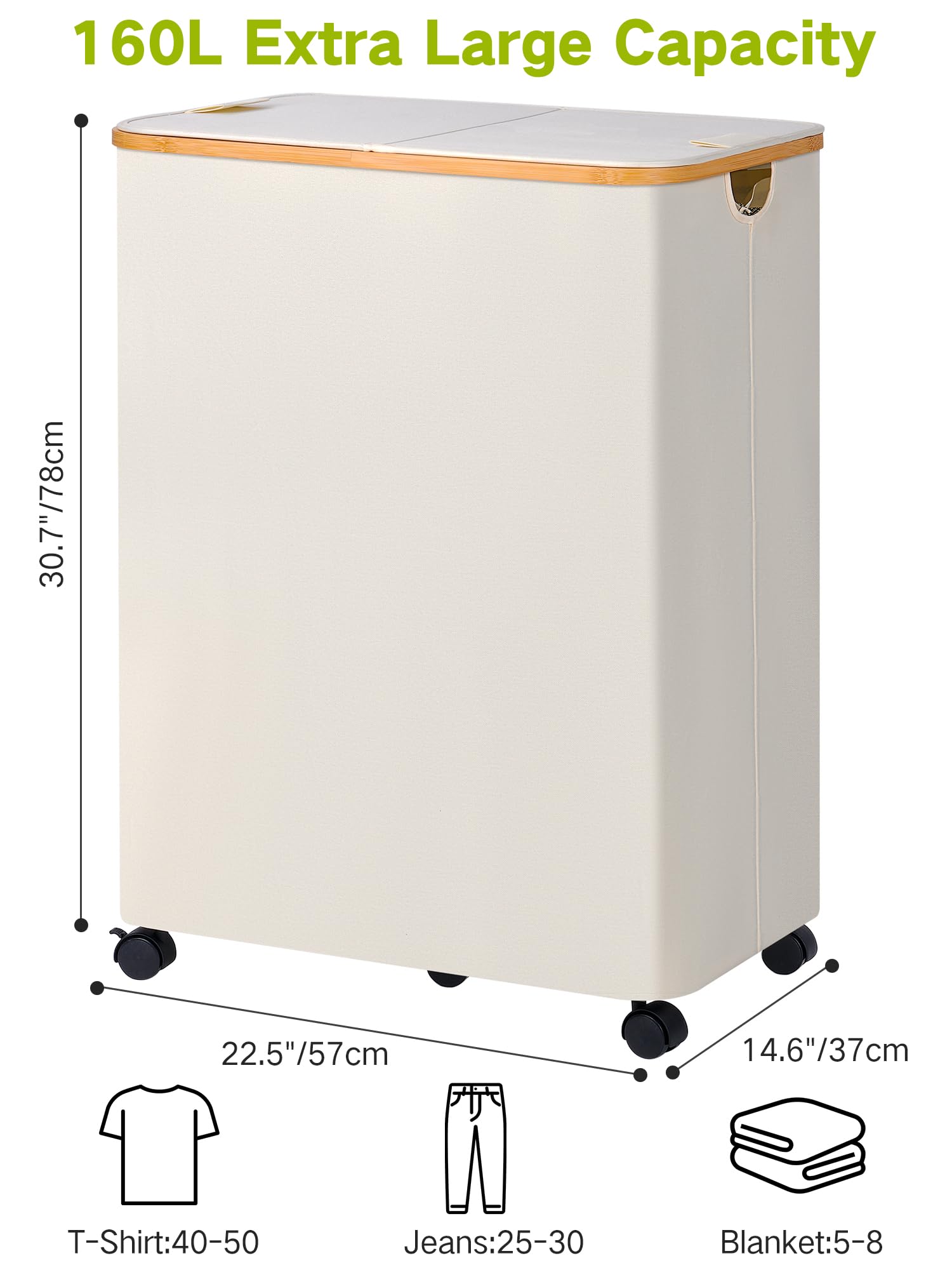 Double Laundry Hamper with Wheels
