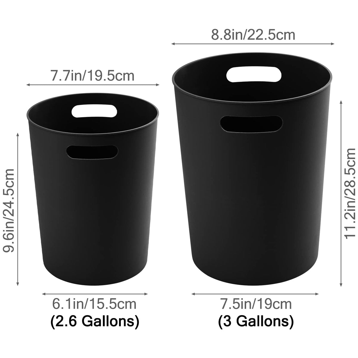 4 Pack Small Trash Can 3 Gallon Garbage Can Bathroom Bedroom Kitchen Black (4 Count)