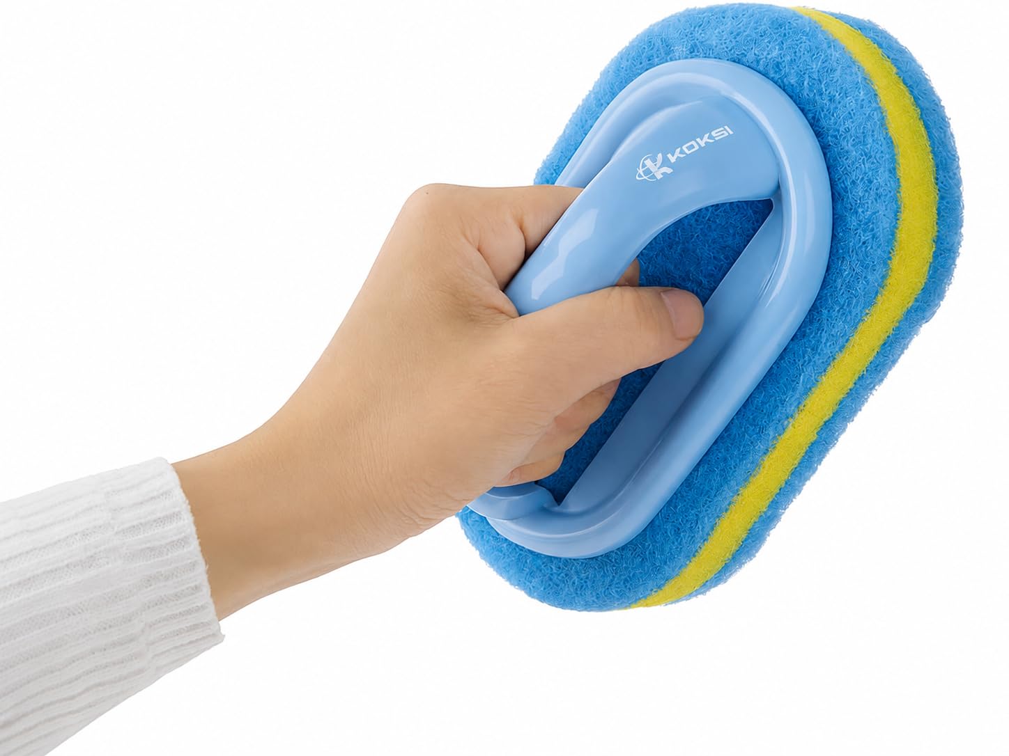 Cleaning Brush for Bathroom Kitchen Bathtub Toilet Cleaner All Purpose Shower Sponge Scrubbing Brush with Ergonomic Handle (4 Count)