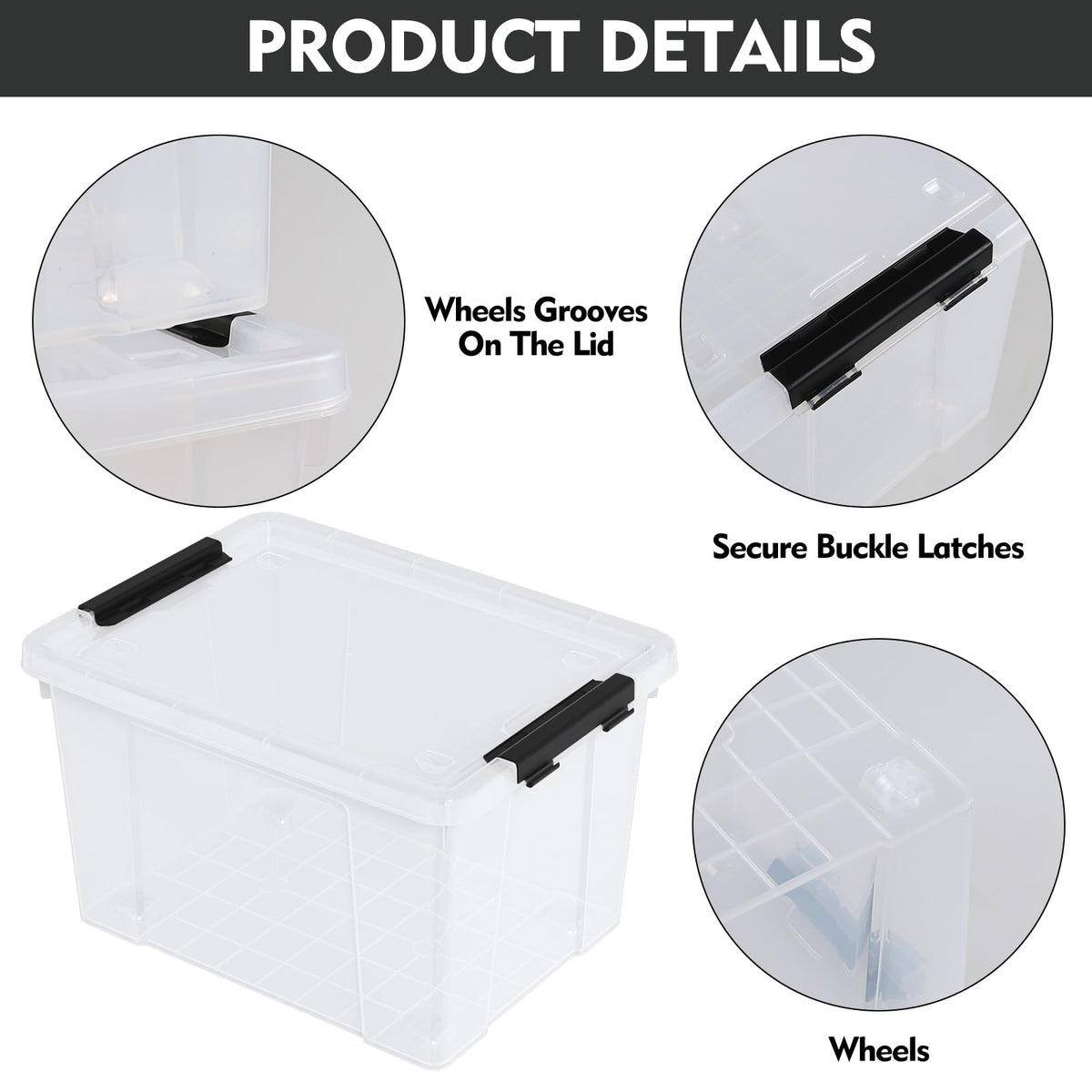 Plastic Storage Bins with Lids (4 Count)