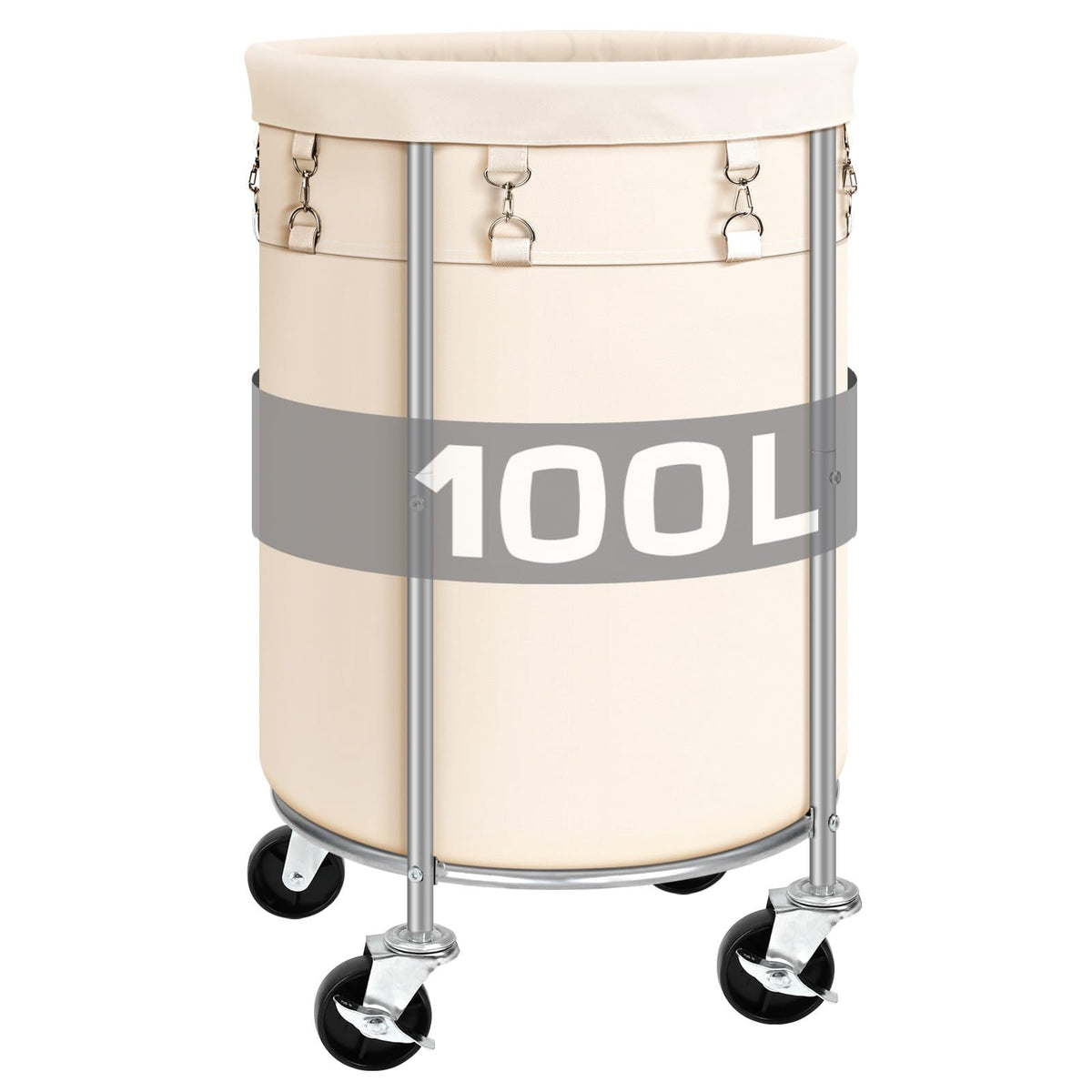 100L Round Rolling Laundry Hamper Basket with Wheels