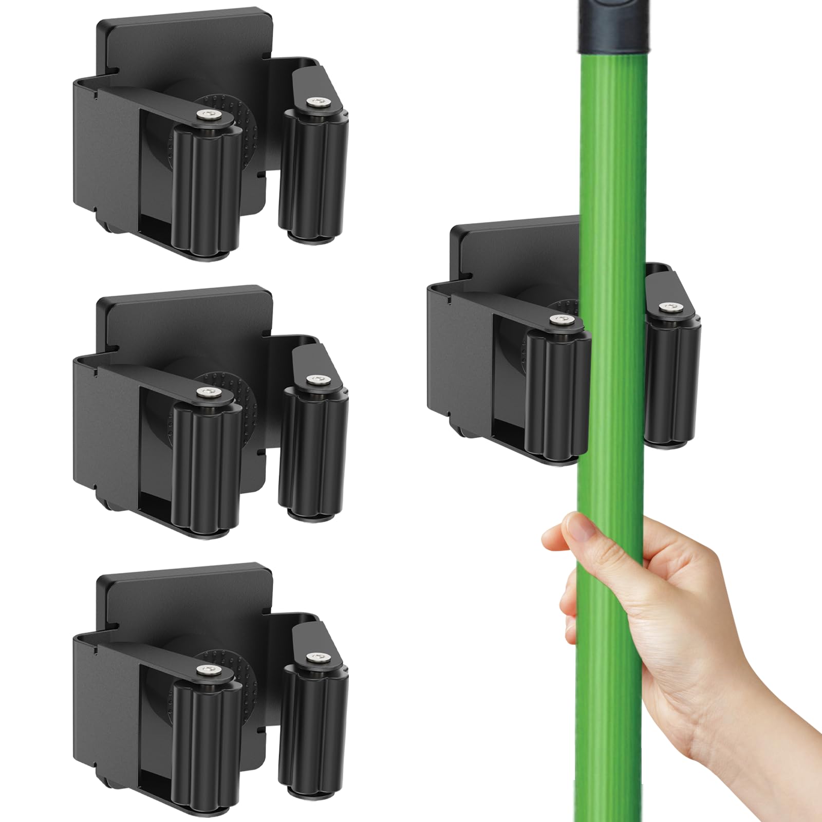 Strong Magnetic Mop Broom Holder (4 Count)