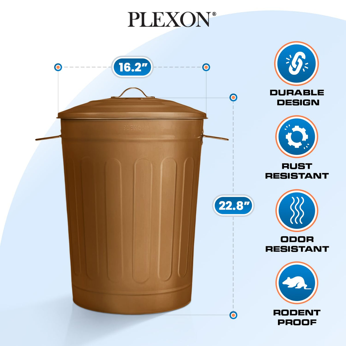 13 Gallon Metal Trash Can with Lid Outdoor Vintage Trash Can Steel Retro Garbage Can for Kitchen Farmhouse Rustic Bird Seed Storage Pet Food Cute Bucket