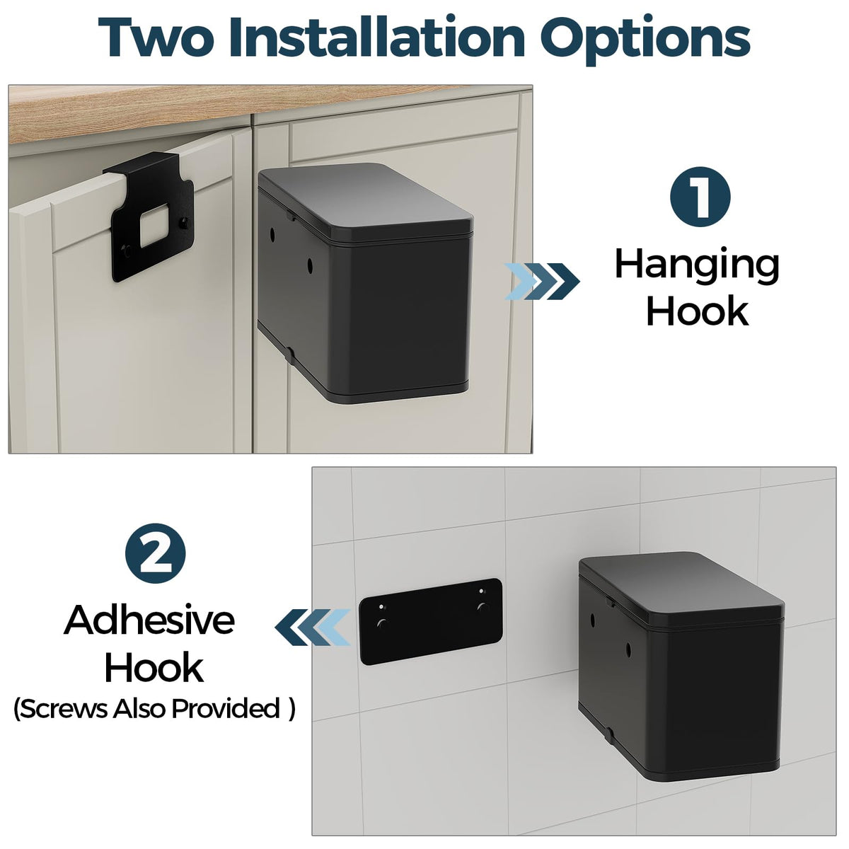 Stainless Steel Hanging Trash Can with Lid and Inner Bucket