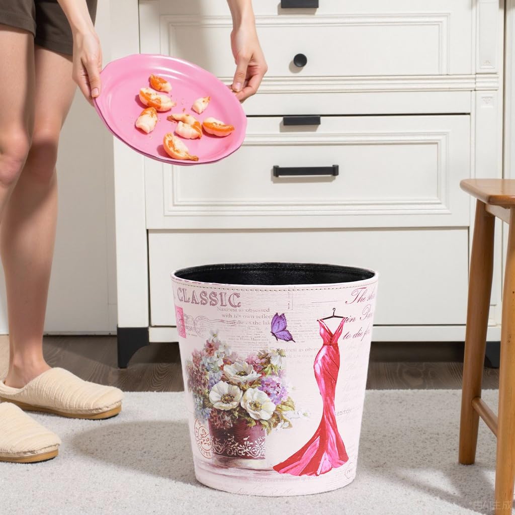PU Leather Small Trash Can Wastebasket